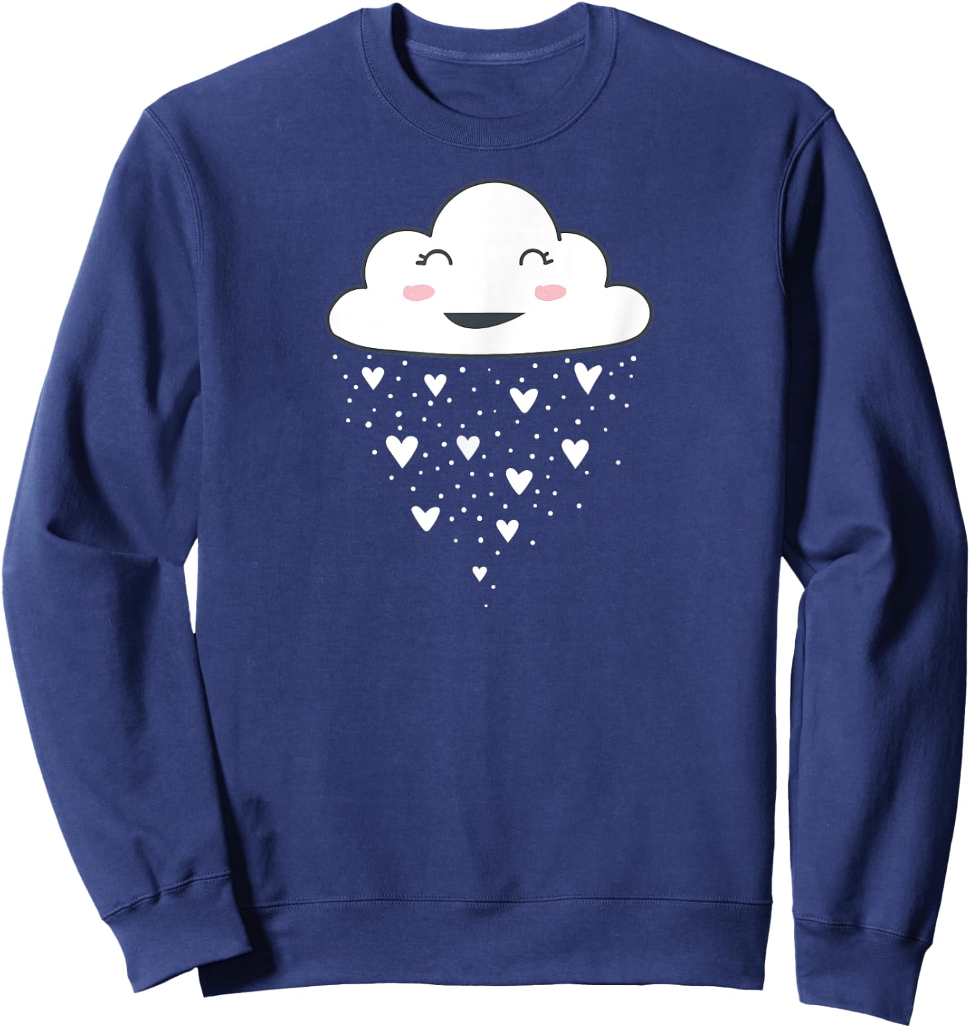 Awesome Funny White Cloud Rain Raindrop Hearts Print Sweatshirt - Sweatshirt | Navy