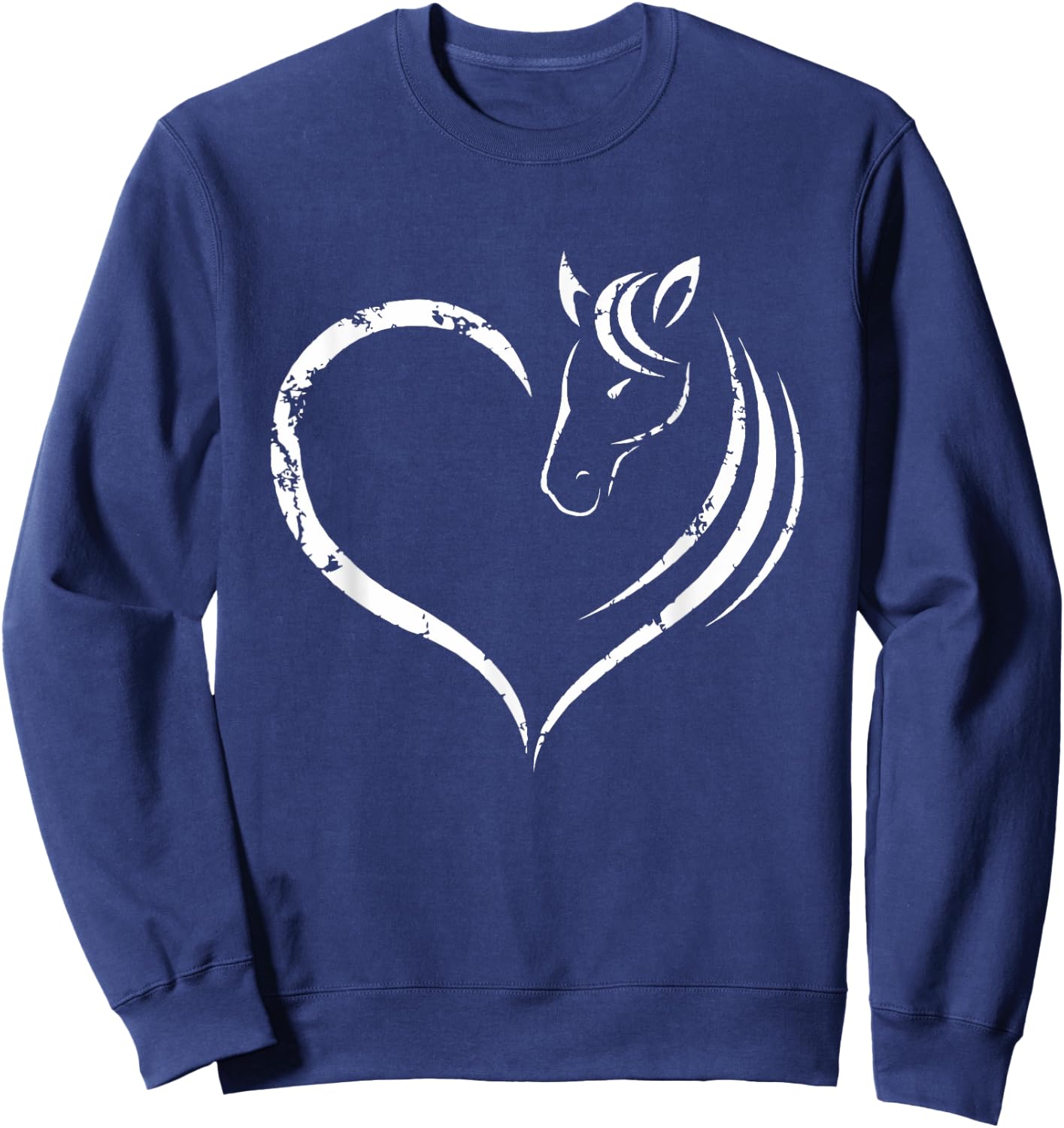 Horse Head Inside Heart Women Ladies Teens Gift Sweatshirt - Sweatshirt | Navy