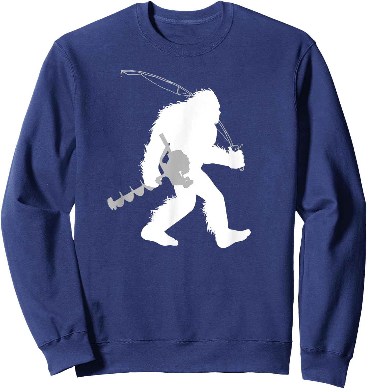 Yeti Bigfoot Ice Fishing , Black, Small, Men's, Short Sleeve, Classic Fit, Casual Classic, Fish Theme, Fishing Occasion Sweatshirt - Sweatshirt | Navy