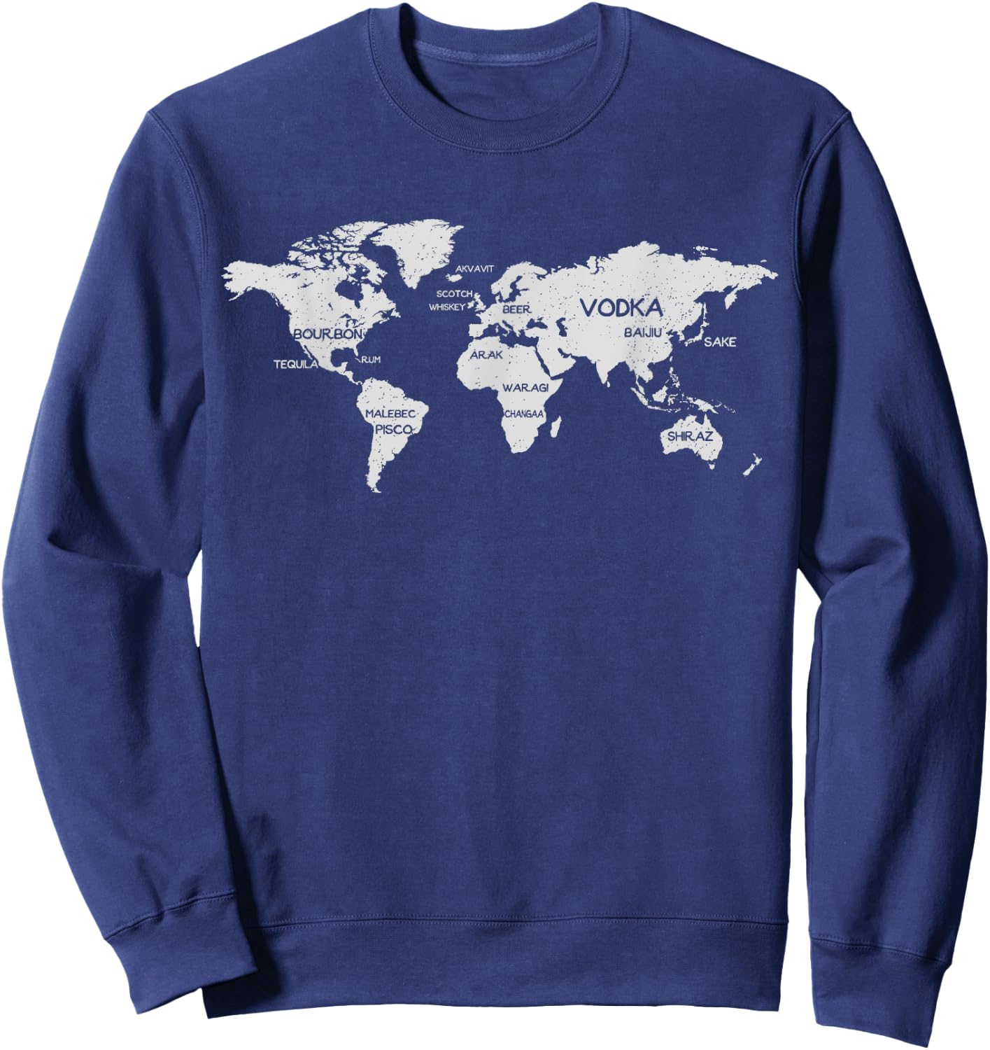 International Alcohol Map Drinking Around the World Sweatshirt - Sweatshirt | Navy