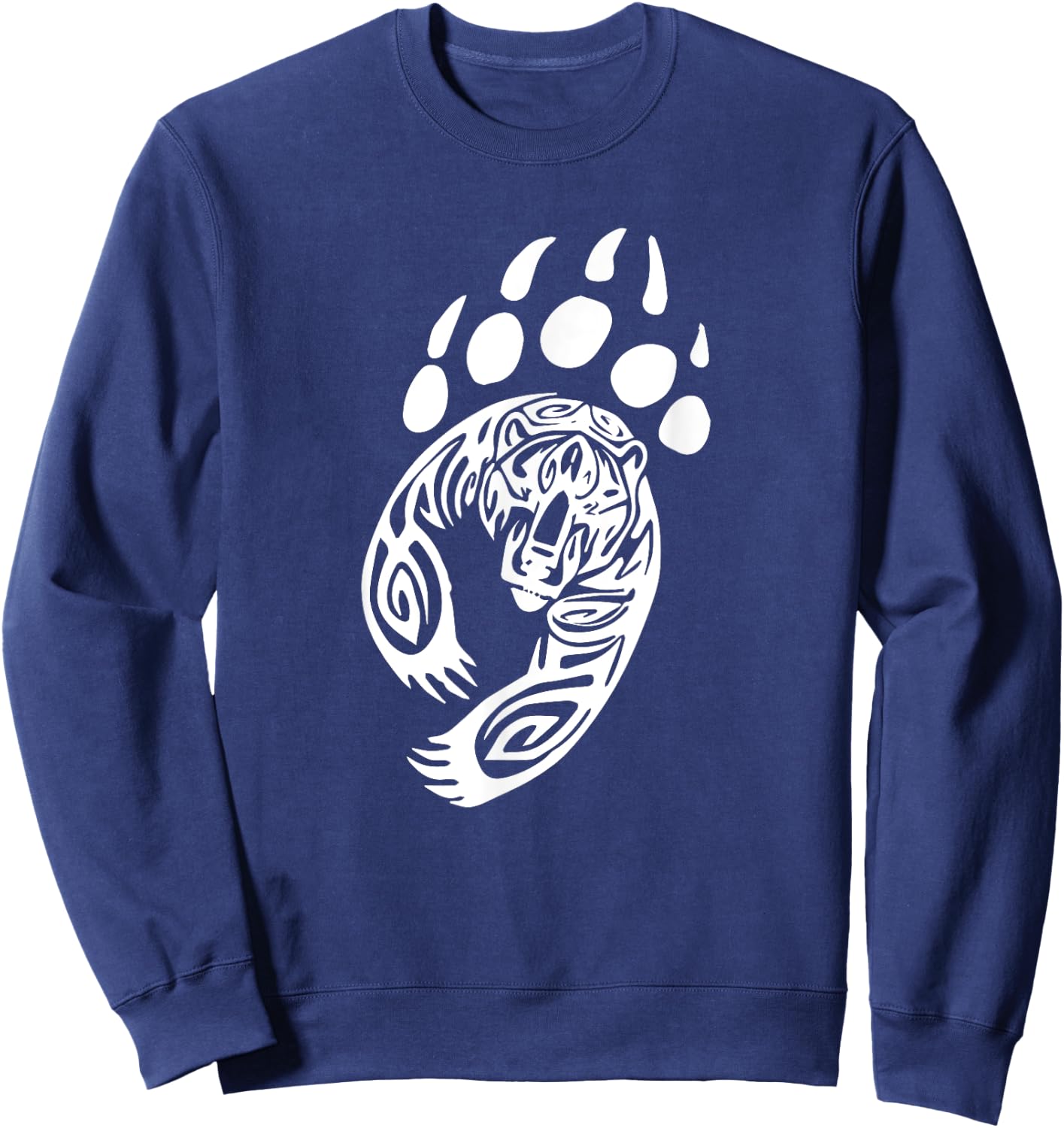 Bear Paw Tribal Grizzly Black Papa Momma Tattoo Style Art Sweatshirt - Sweatshirt | Navy