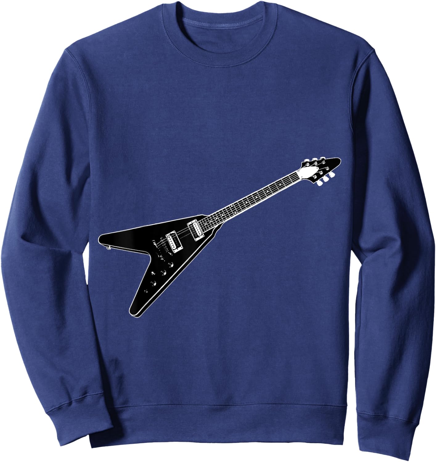 Flying V Guitar Hard Rock Heavy Death Nu Metal Music Band Sweatshirt - Sweatshirt | Navy