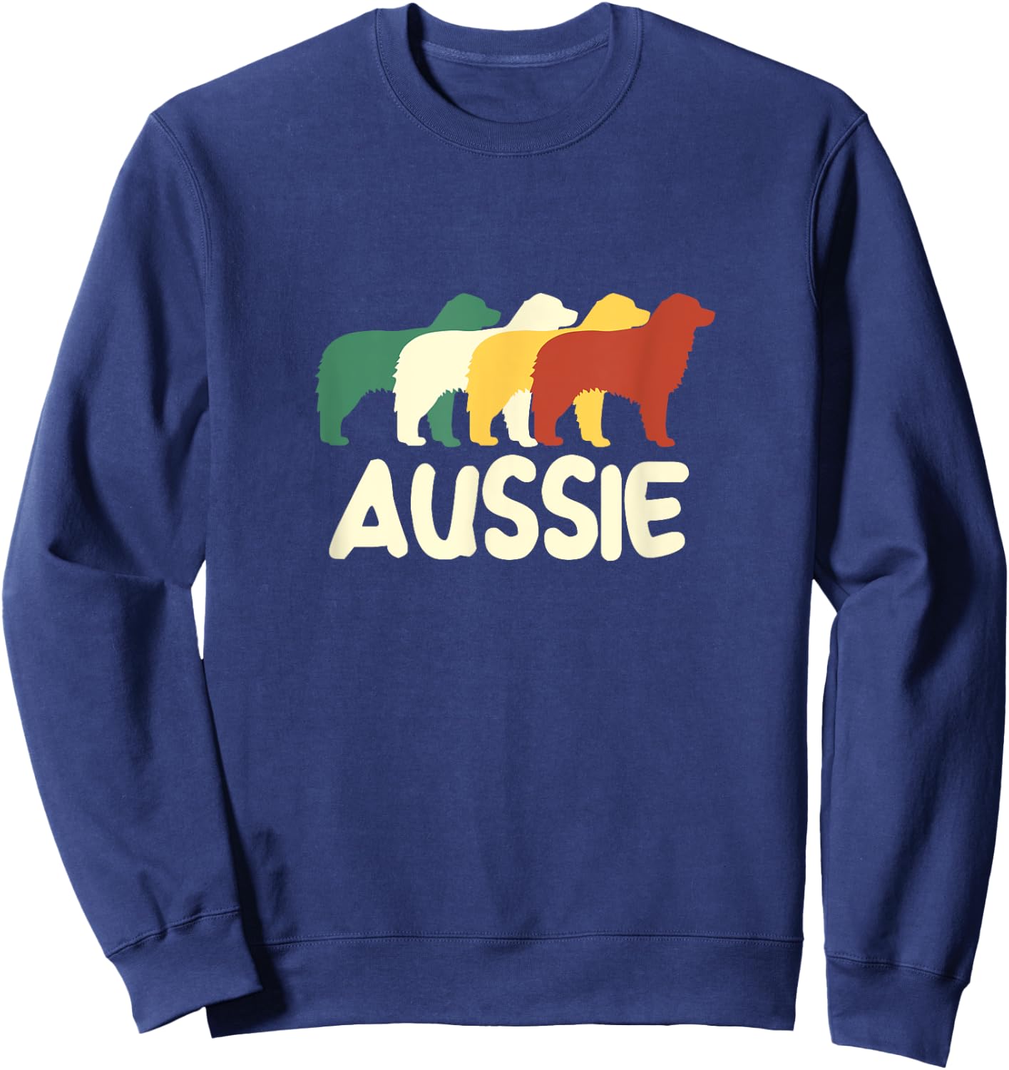 Retro Aussie Puppy Australian Shepherd Dog Owner Men Women Kids Sweatshirt - Sweatshirt | Navy