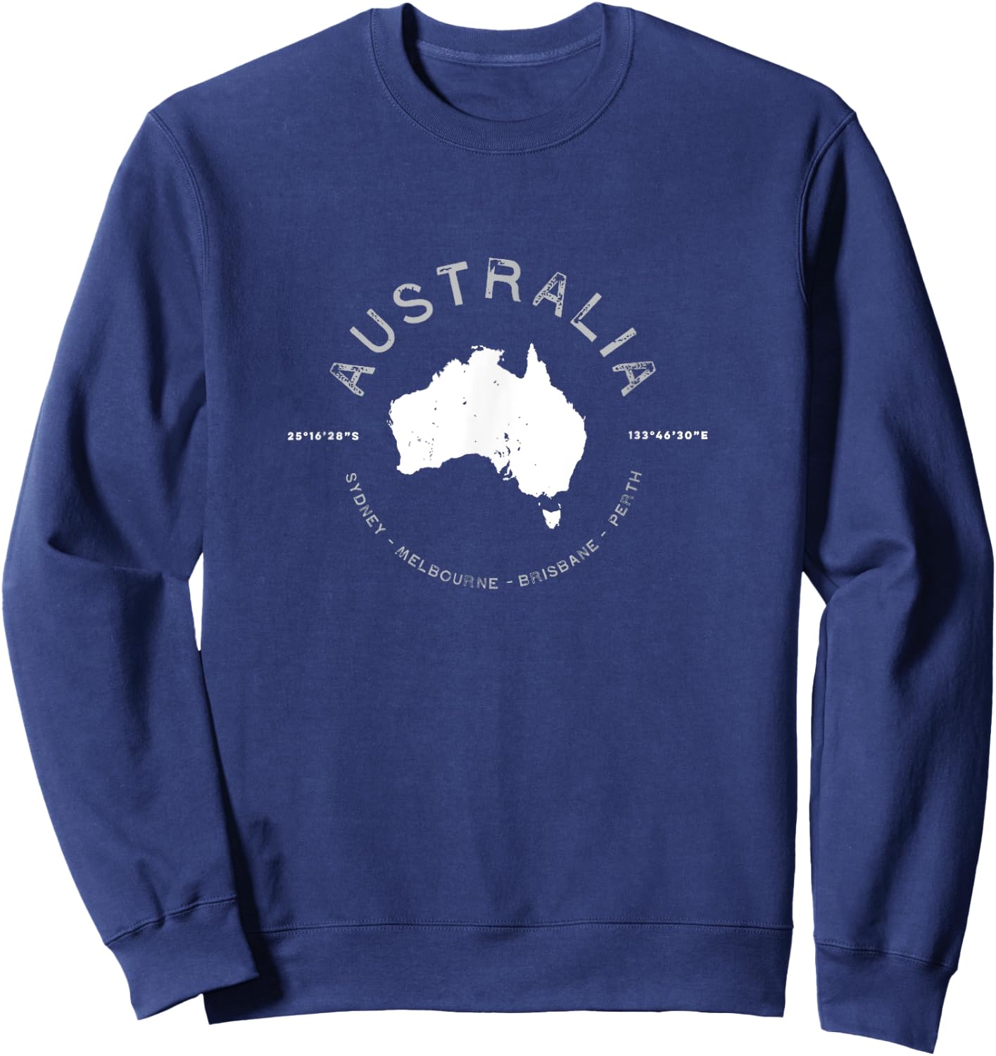 Australia Travel Souvenir Vintage Retro - -Adults, Black, Small, Short Sleeve Sweatshirt - Sweatshirt | Navy