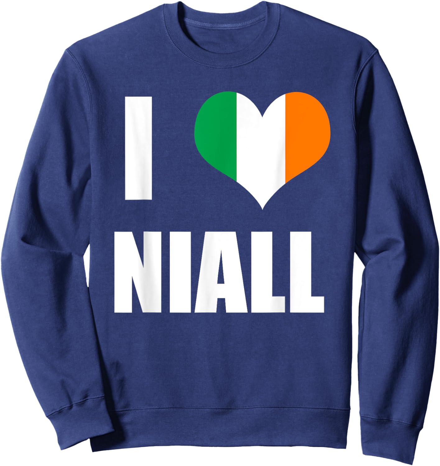 I Love Niall - Ireland Flag Heart Sweatshirt - Sweatshirt | Navy