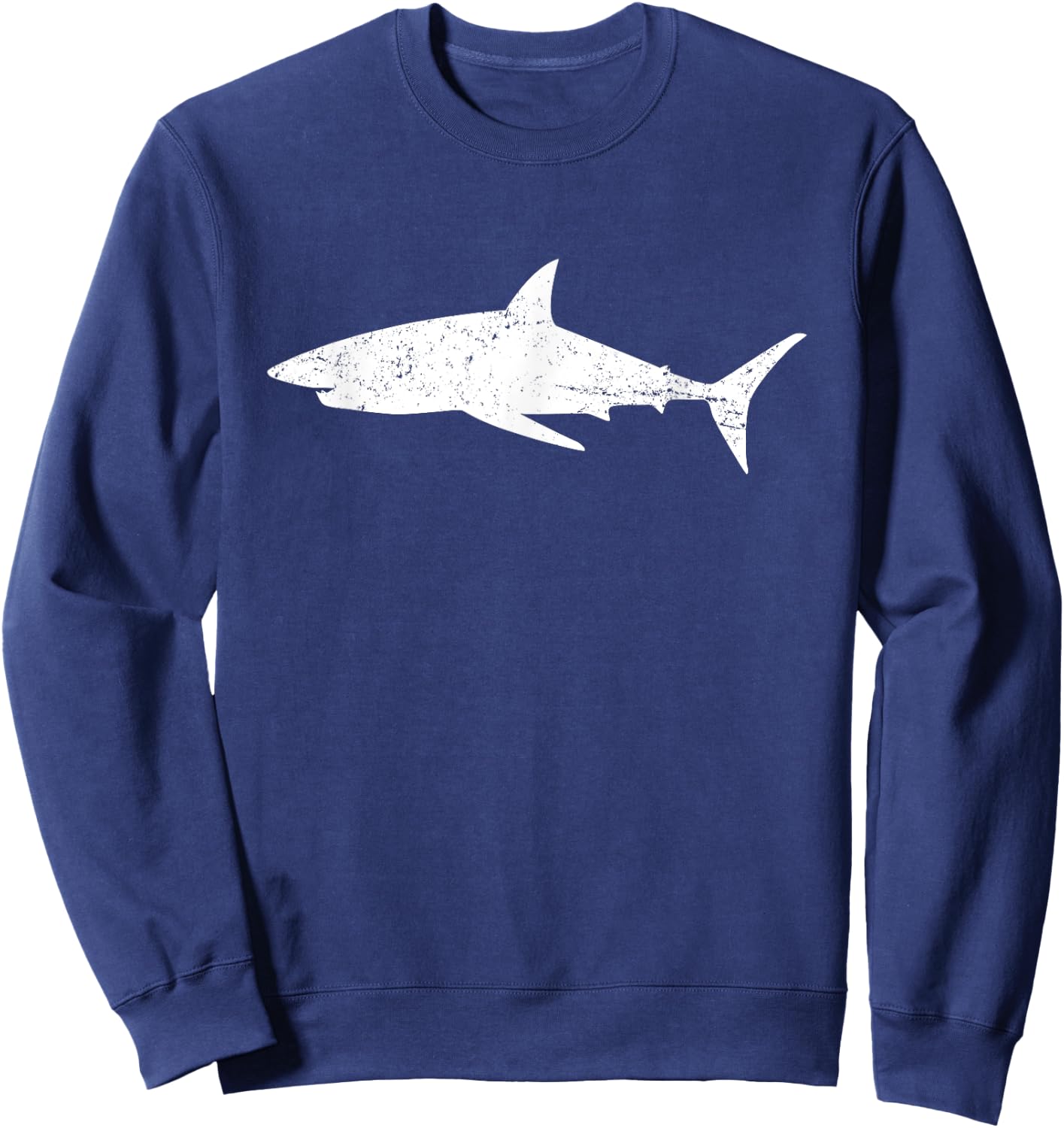 Vintage Distressed Style Mako Shark Sweatshirt - Sweatshirt | Navy