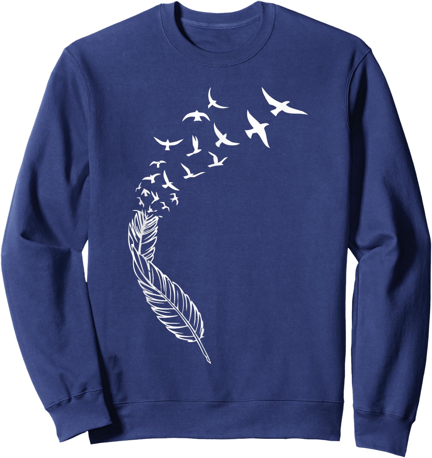Feather Flying Birds Cool Street Style Positivity Casual Sweatshirt - Sweatshirt | Navy