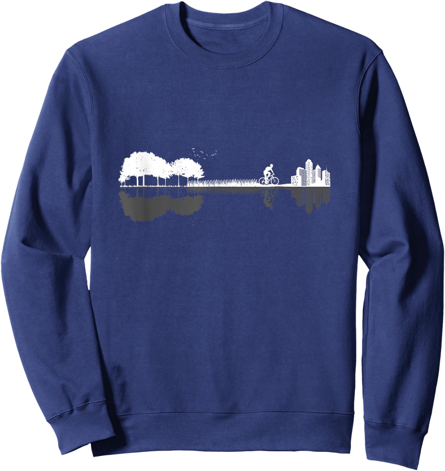 Bicycle Rider Guitar Silhouette Gift Sweatshirt - Sweatshirt | Navy