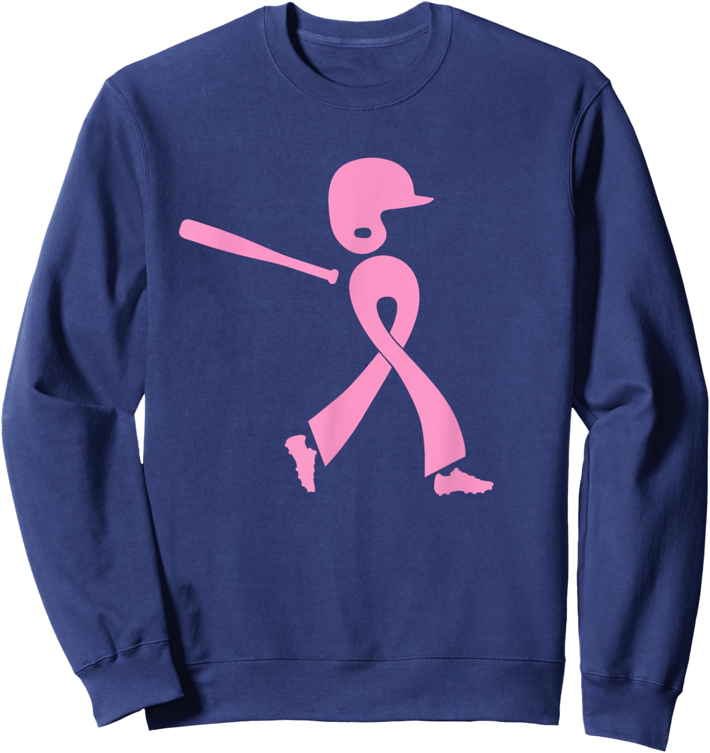 Strike Out Breast Cancer Awareness Pink Ribbon Baseball Sweatshirt - Sweatshirt | Navy