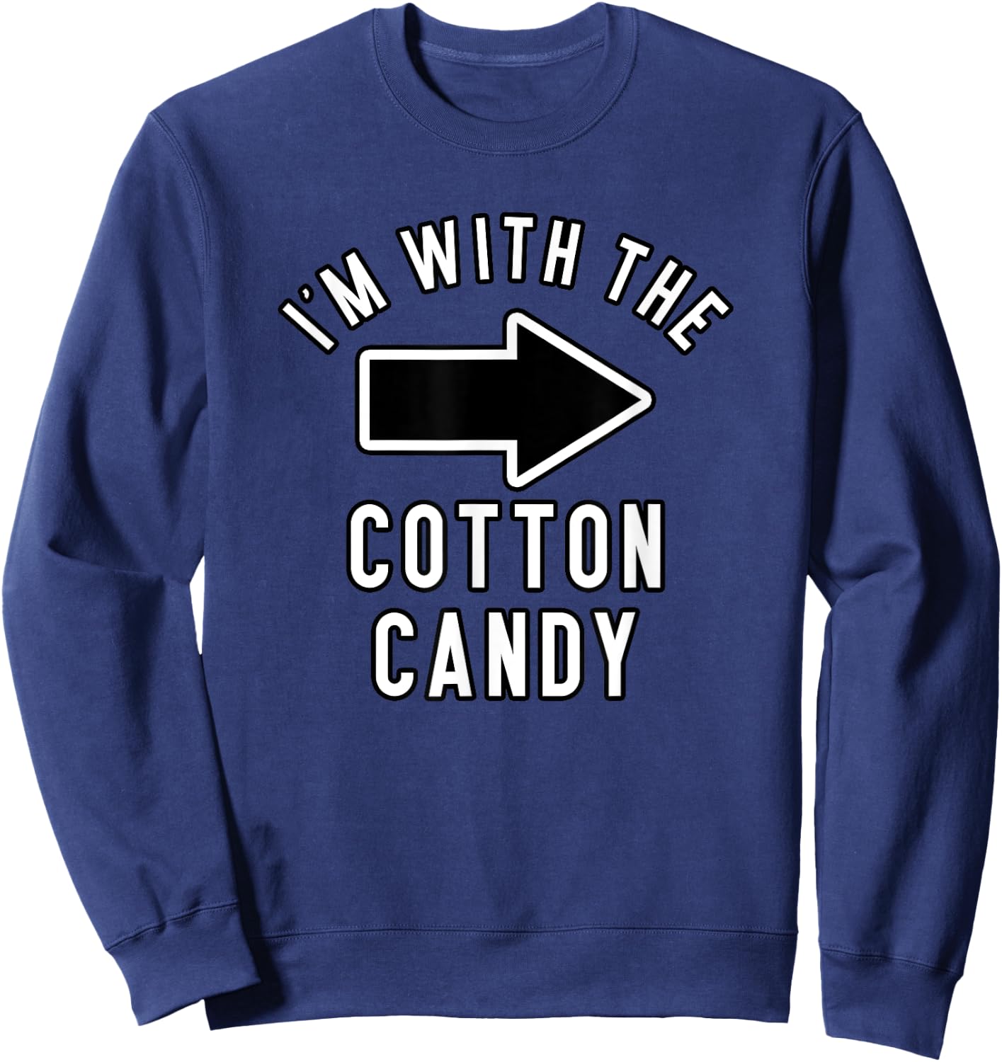 Couples Halloween Costume Shirts I'm With The Cotton Candy Sweatshirt - Sweatshirt | Navy