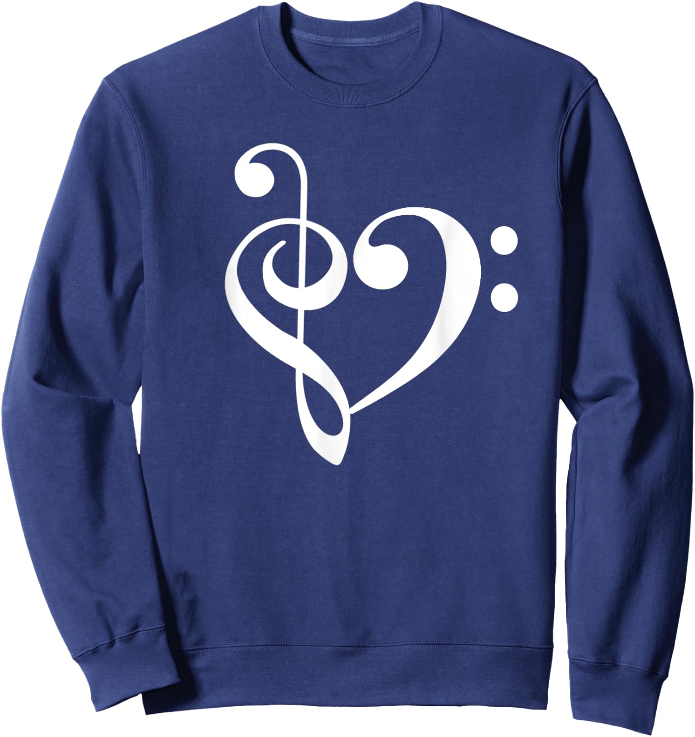Treble Bass Clef Heart Music Love Orch Dork Band Nerd Sweatshirt - Sweatshirt | Navy
