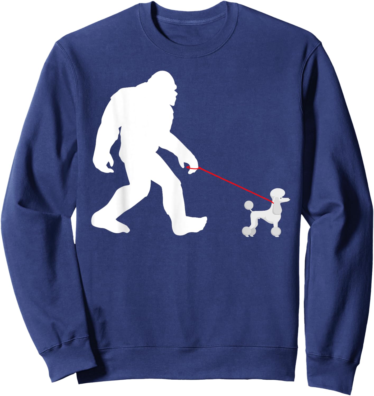 Bigfoot Walking Poodle Sasquatch with Poodle Dog Women Girls Kids Sweatshirt - Sweatshirt | Navy