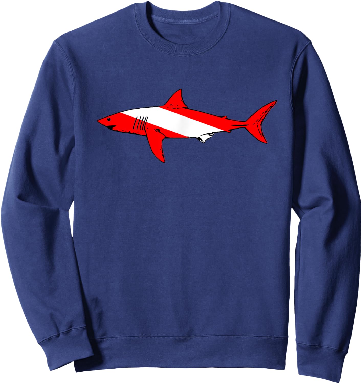 DIVE Shark Diver Down Flag Scuba Diving Graphic Sweatshirt - Sweatshirt | Navy