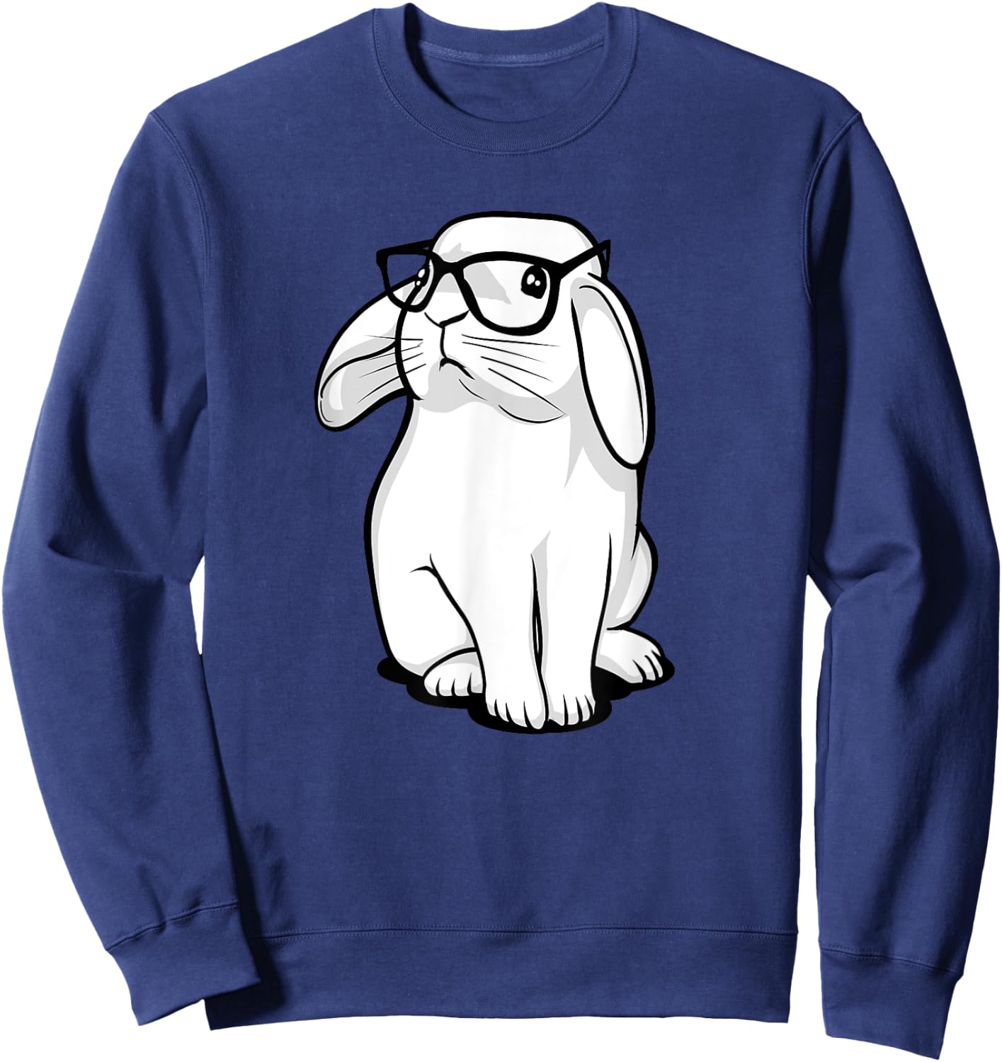 Rabbit Nerdy Geek Bunny With Glasses Kids Girls Boys Sweatshirt - Sweatshirt | Navy