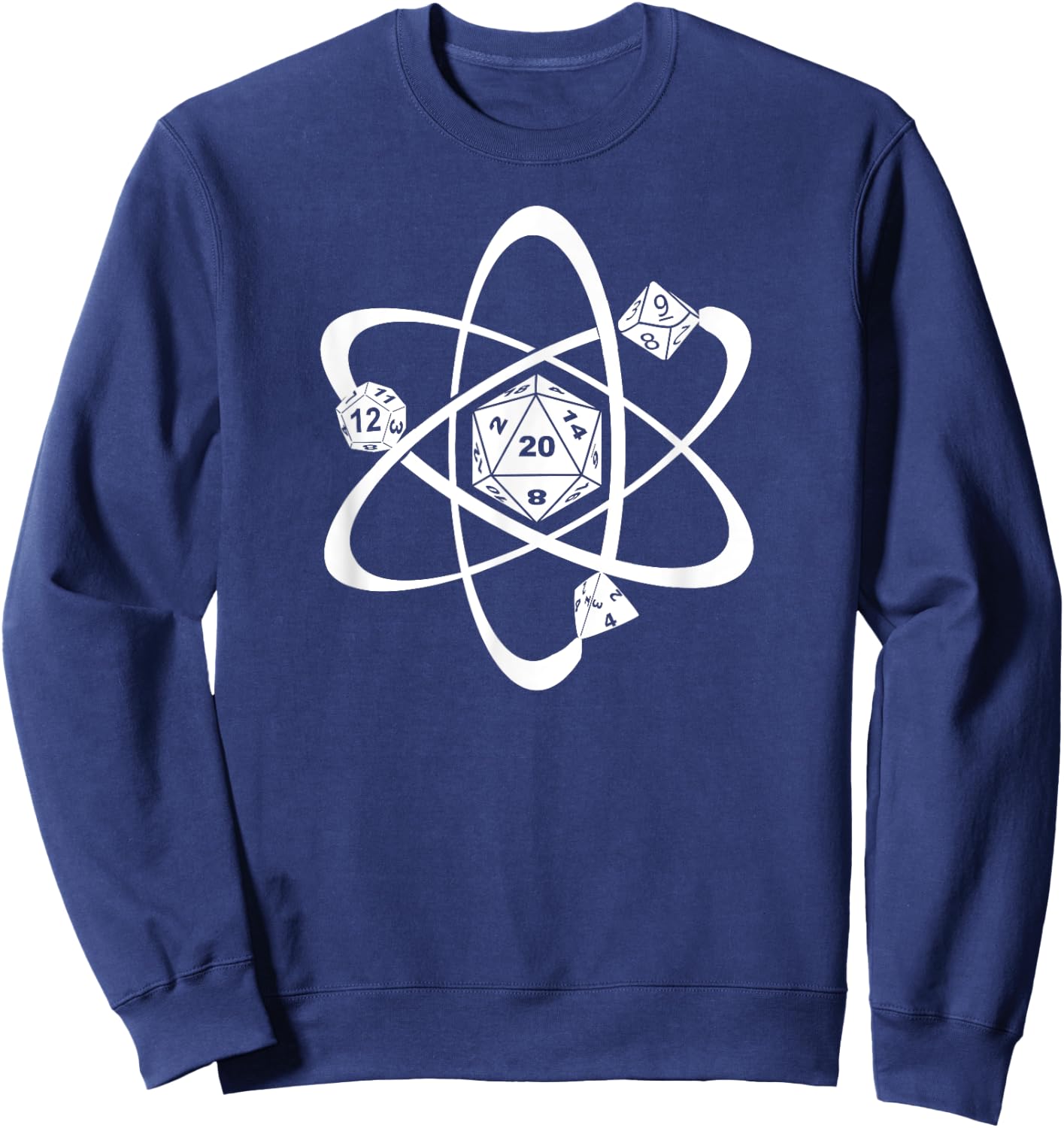 RPG Dice Atom D20 Cube Role Playing Pen and Paper Boardgame Sweatshirt - Sweatshirt | Navy