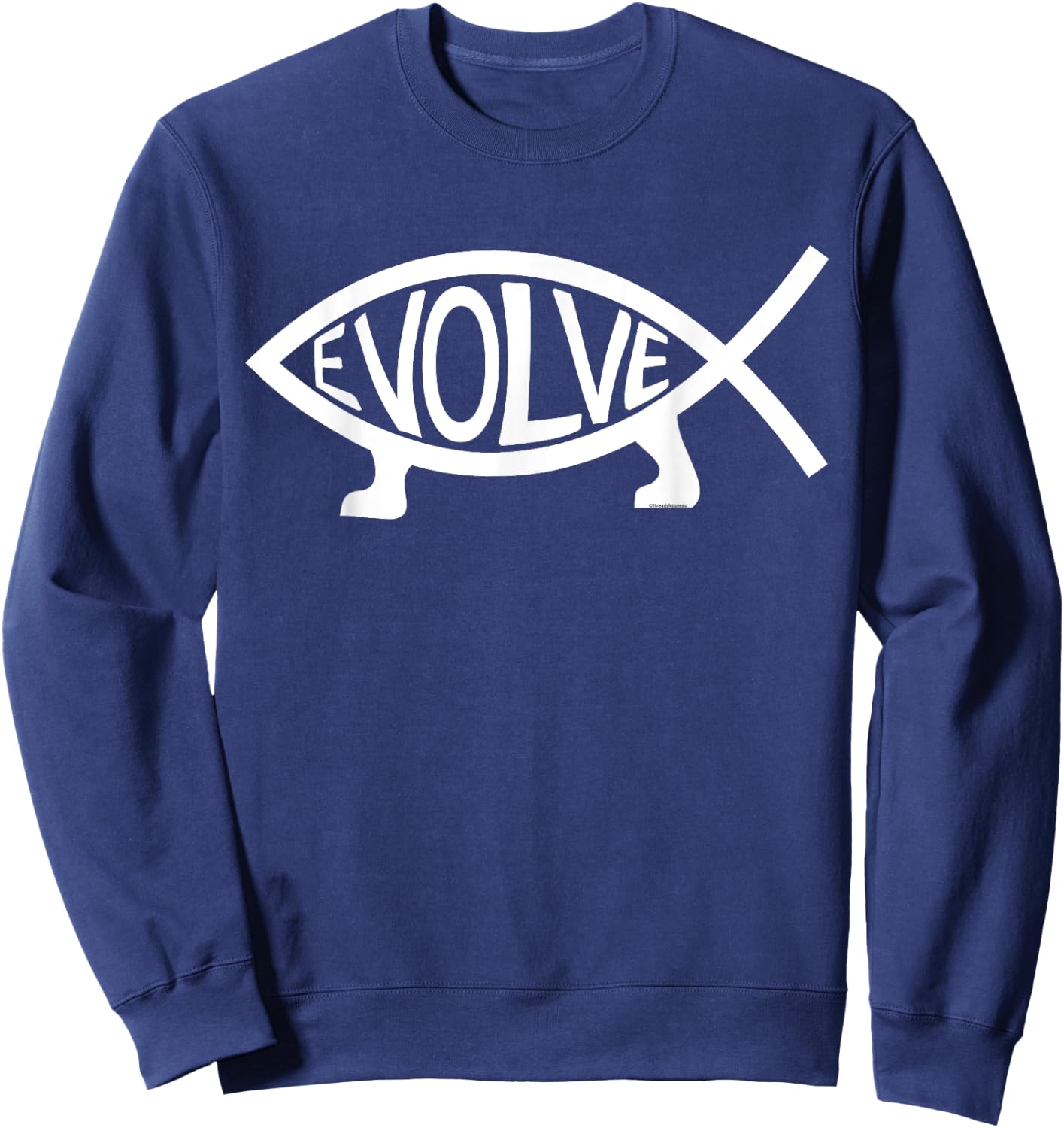 Evolve Atheist Fish Symbol Sweatshirt - Sweatshirt | Navy
