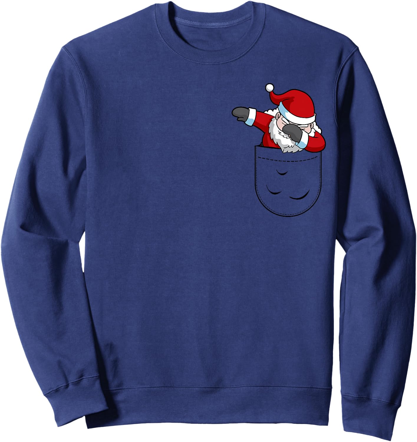 Christmas Santa Claus Dabbing Faux Pocket Holiday Design Sweatshirt - Sweatshirt | Navy
