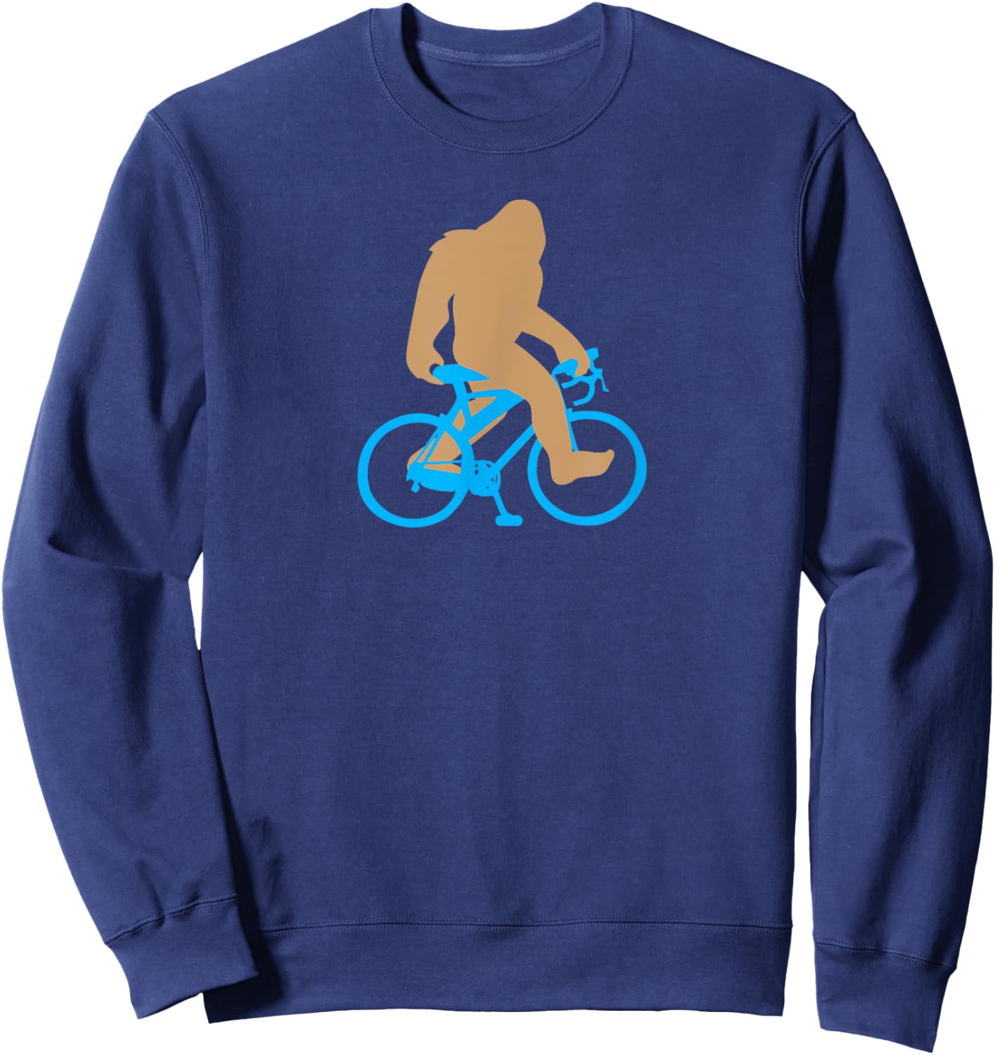 Bigfoot Riding Bicycle Shirt, Funny Cute Sasquatch Bike Gift Sweatshirt - Sweatshirt | Navy