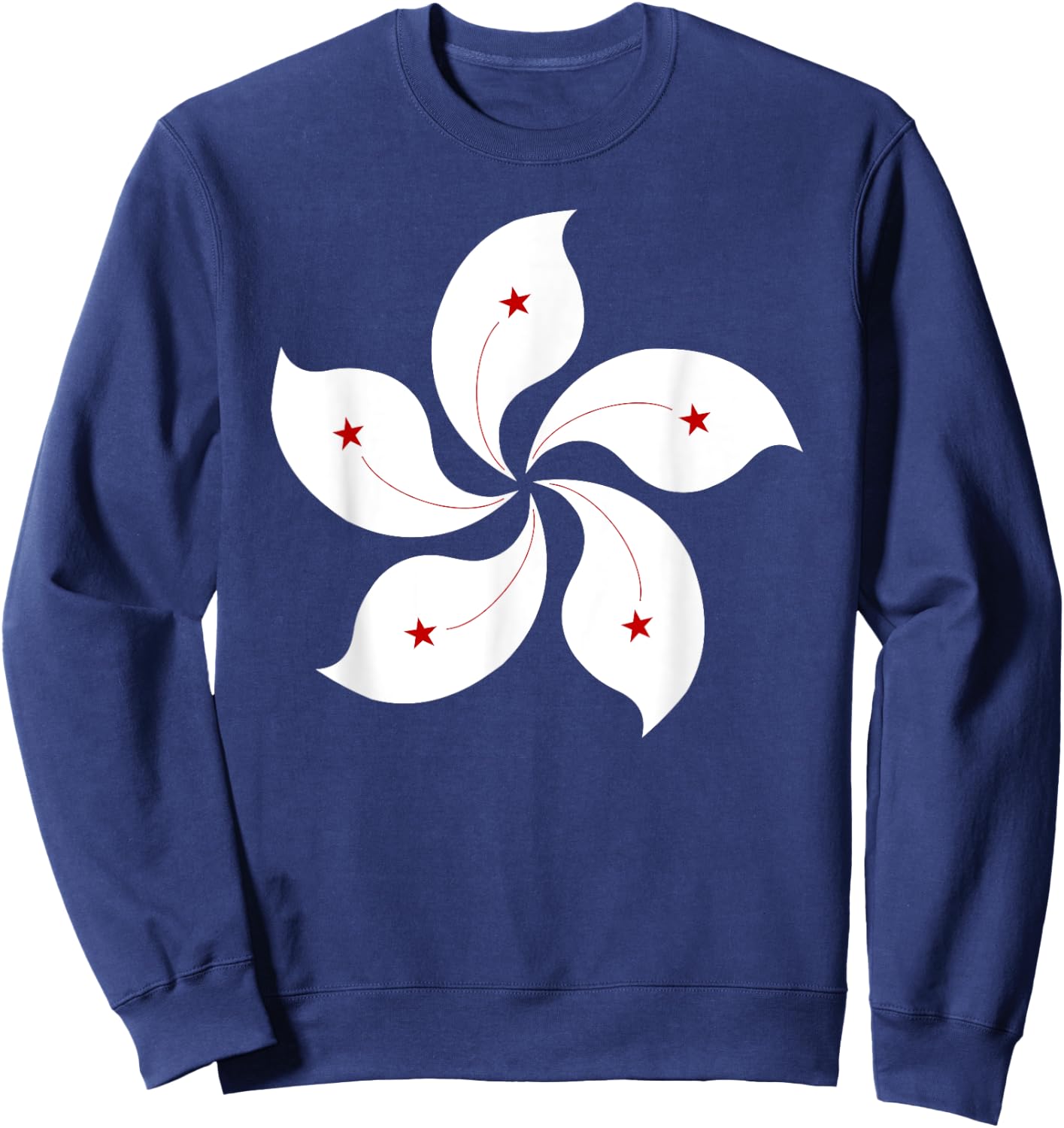 Hong Kong Flag Five Petal Orchid Flower Graphic Men Women Sweatshirt - Sweatshirt | Navy