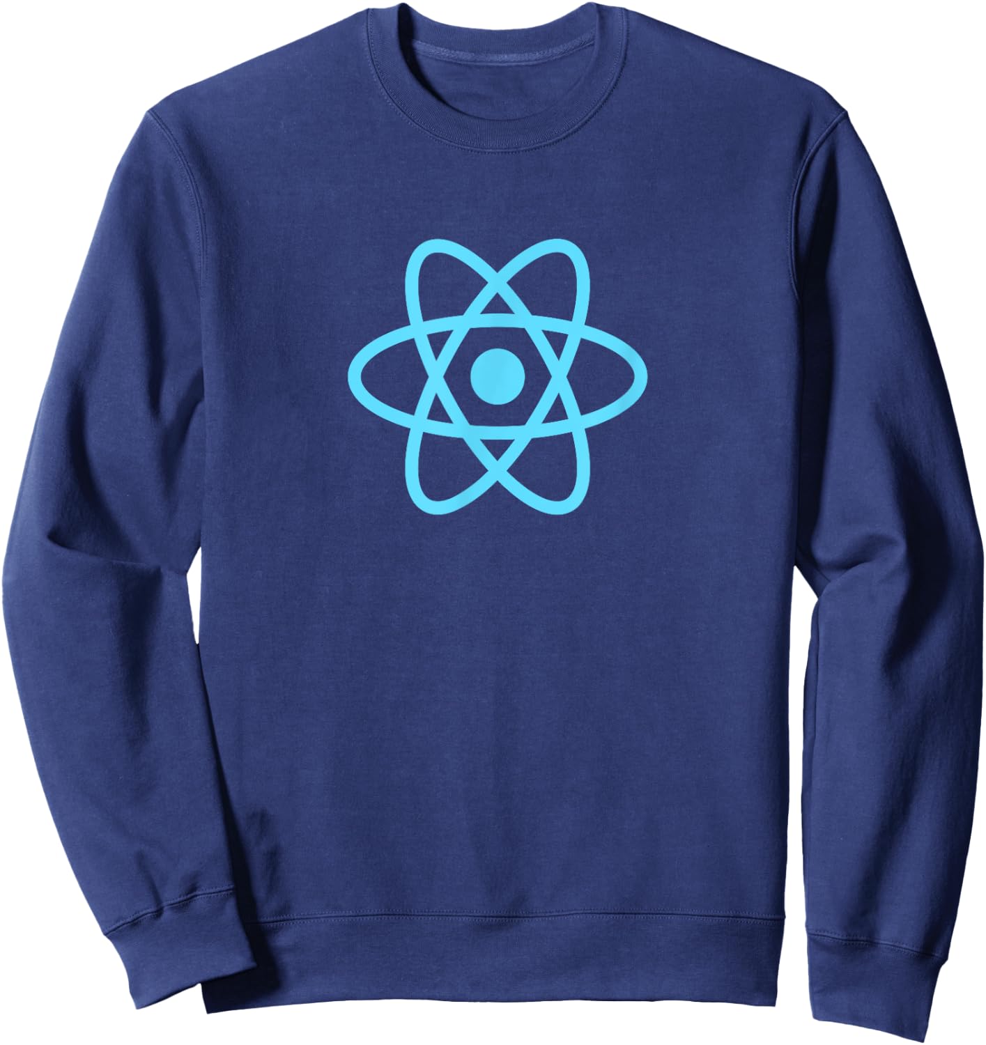 ReactJS Official Logo JavaScript Framework - Men's Adult Black Small Classic Fit Short Sleeve Collarless Sweatshirt - Sweatshirt | Navy