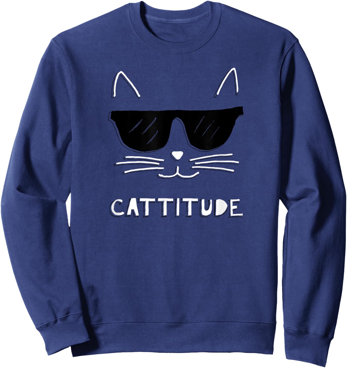 Cattitude, Funny cat attitude, sunglasses Men Women Kids Sweatshirt - Sweatshirt | Navy