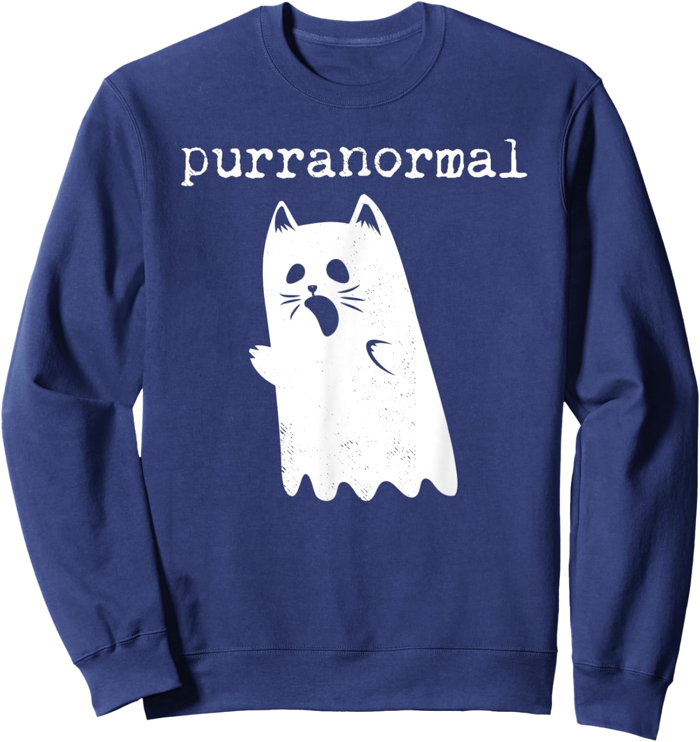 Purranormal Funny Cat Halloween T Shirt Paranormal Ghost Women Kids Sweatshirt - Sweatshirt | Navy