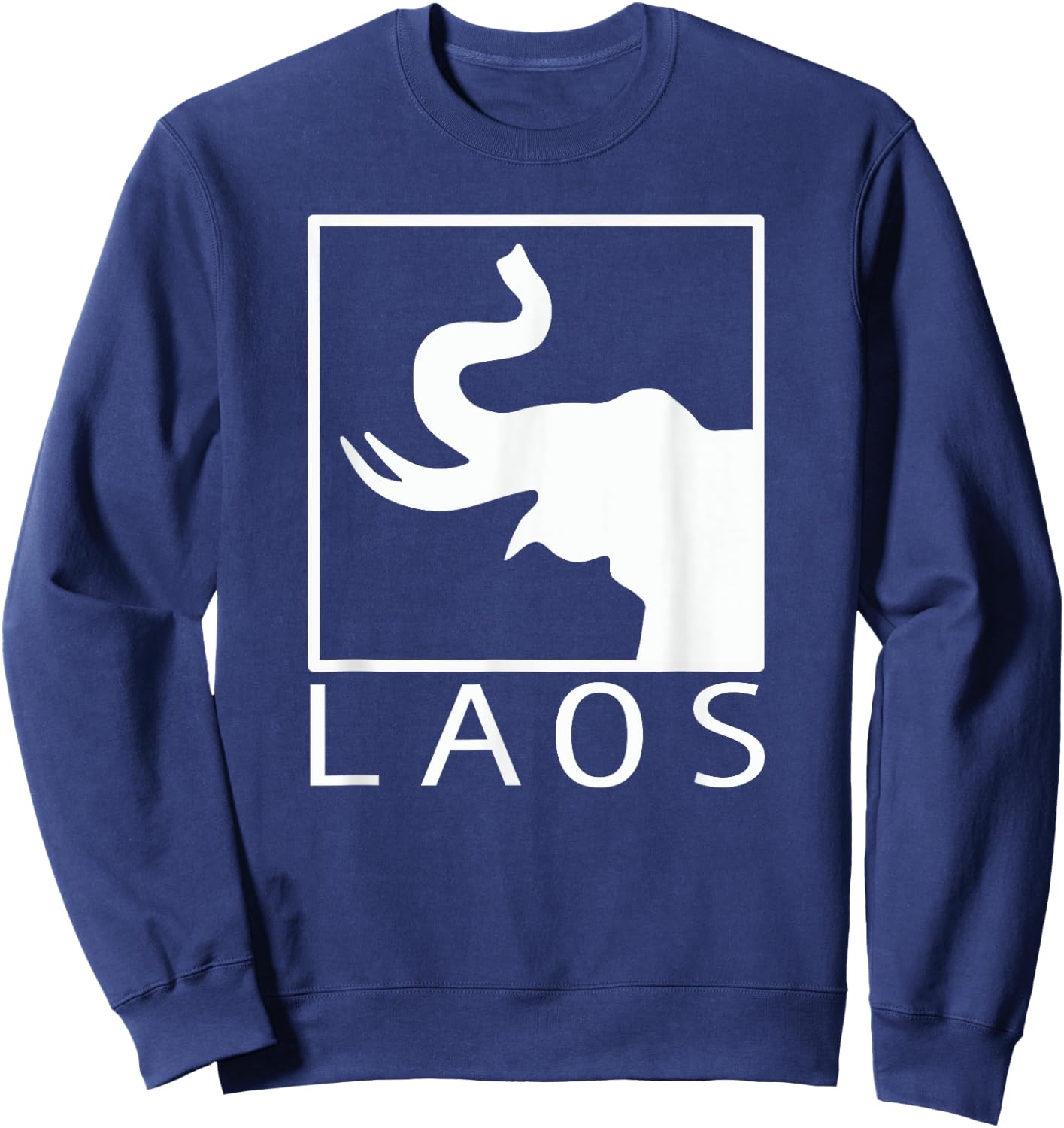 LAOS Boxed Typography | Laotian | Sabaidee | Lao Flag Sweatshirt - Sweatshirt | Navy