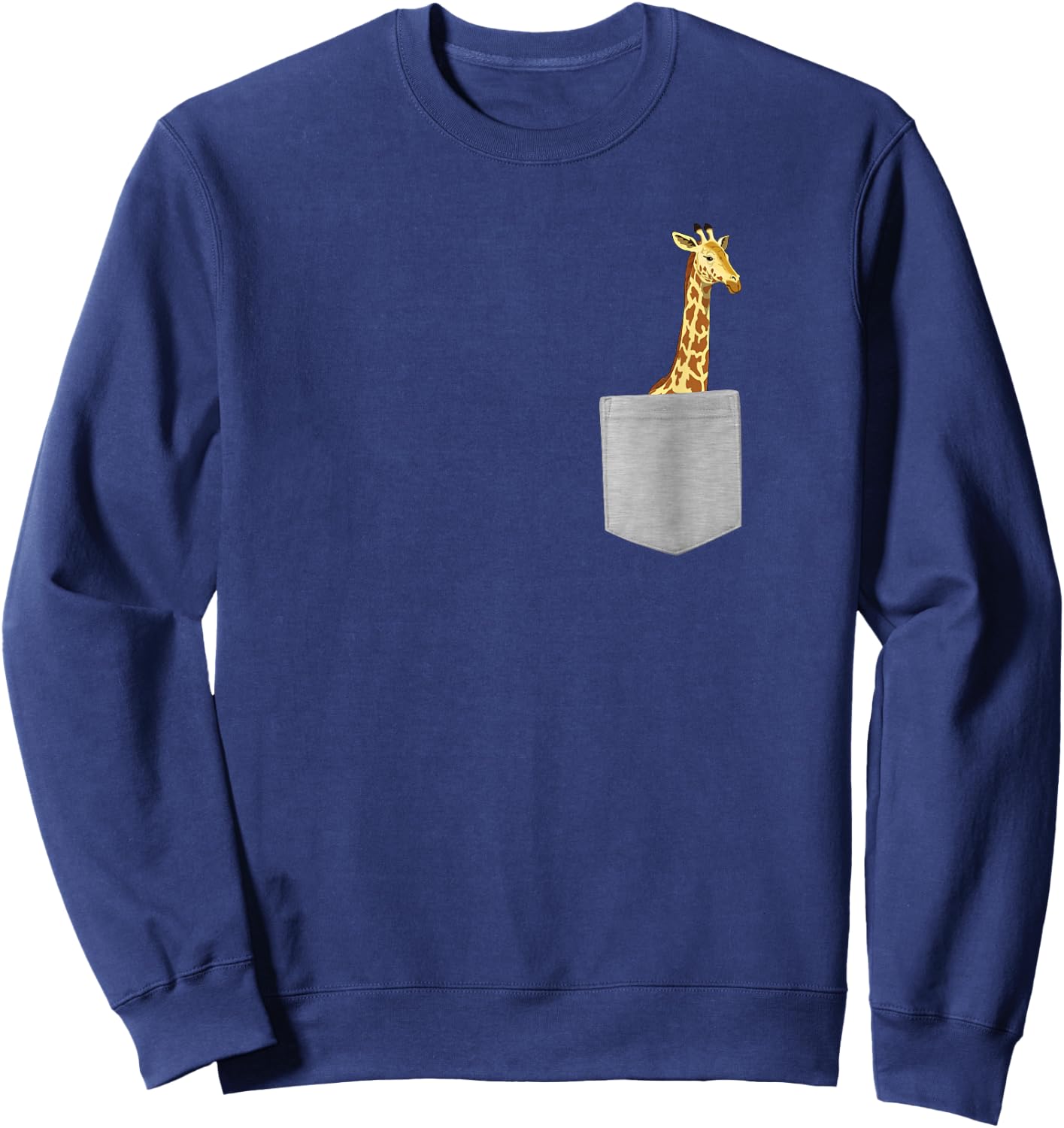Pocket Giraffe Funny Camelopard Animal Lovers Humor Novelty Sweatshirt - Sweatshirt | Navy