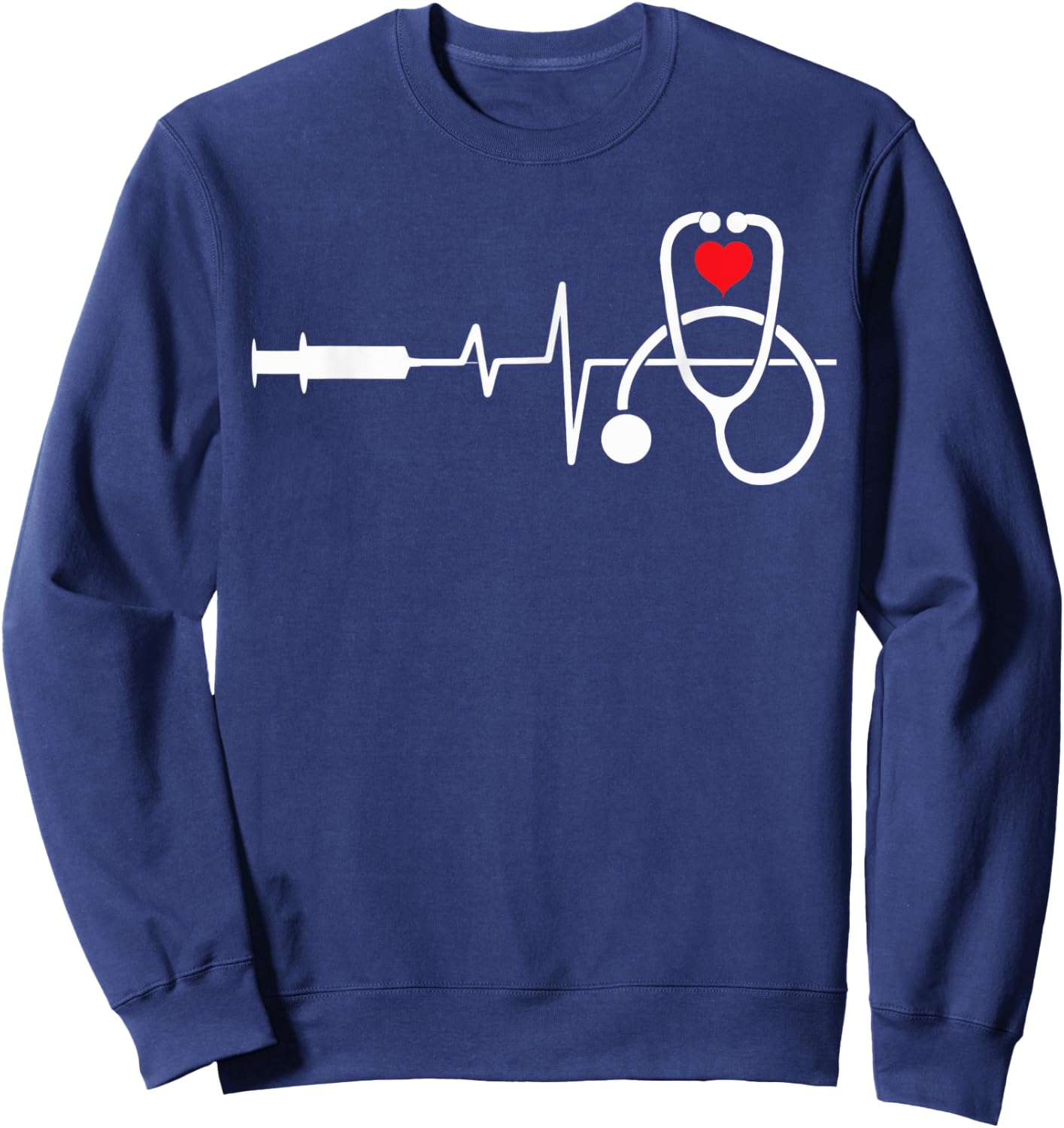 Funny Heart Beats Nurse Nursing Medical Men woman Sweatshirt - Sweatshirt | Navy