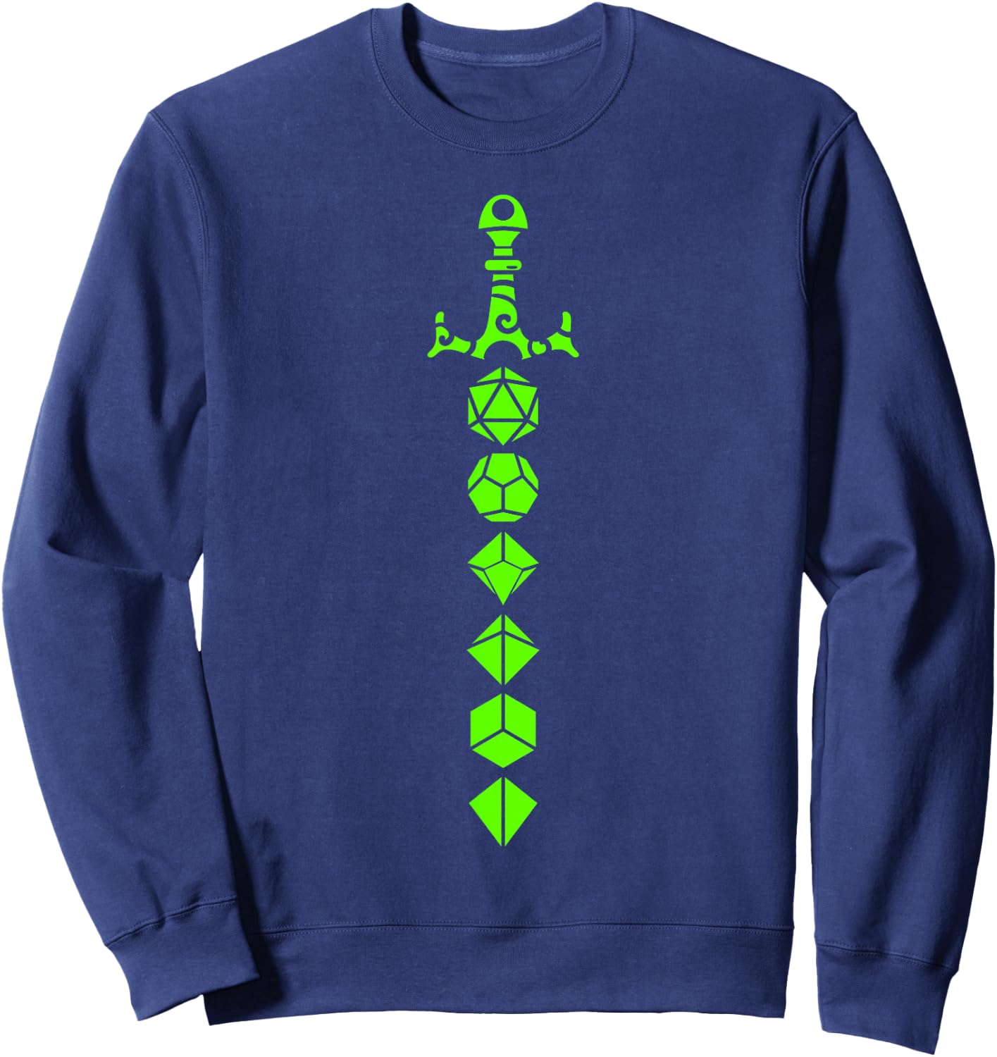 Nerdy Polyhedral Dice Set Sword Geeky Minimalist D20 Sweatshirt - Sweatshirt | Navy
