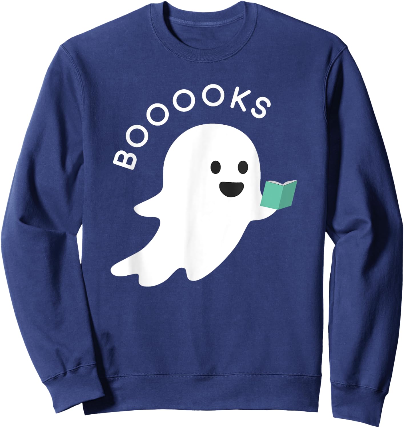 Booooks Ghost Reading Books Halloween Sweatshirt - Sweatshirt | Navy