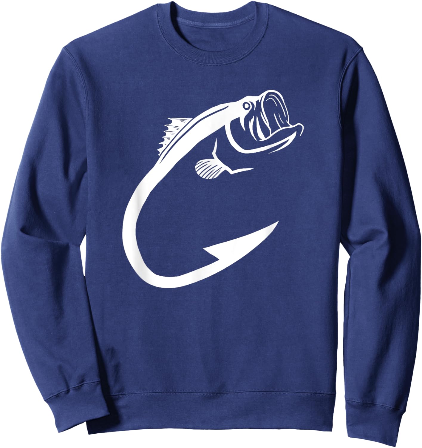 Fish Hook Minimal Art Cool Fishing Lover Art Lover Gift Sweatshirt - Sweatshirt | Navy