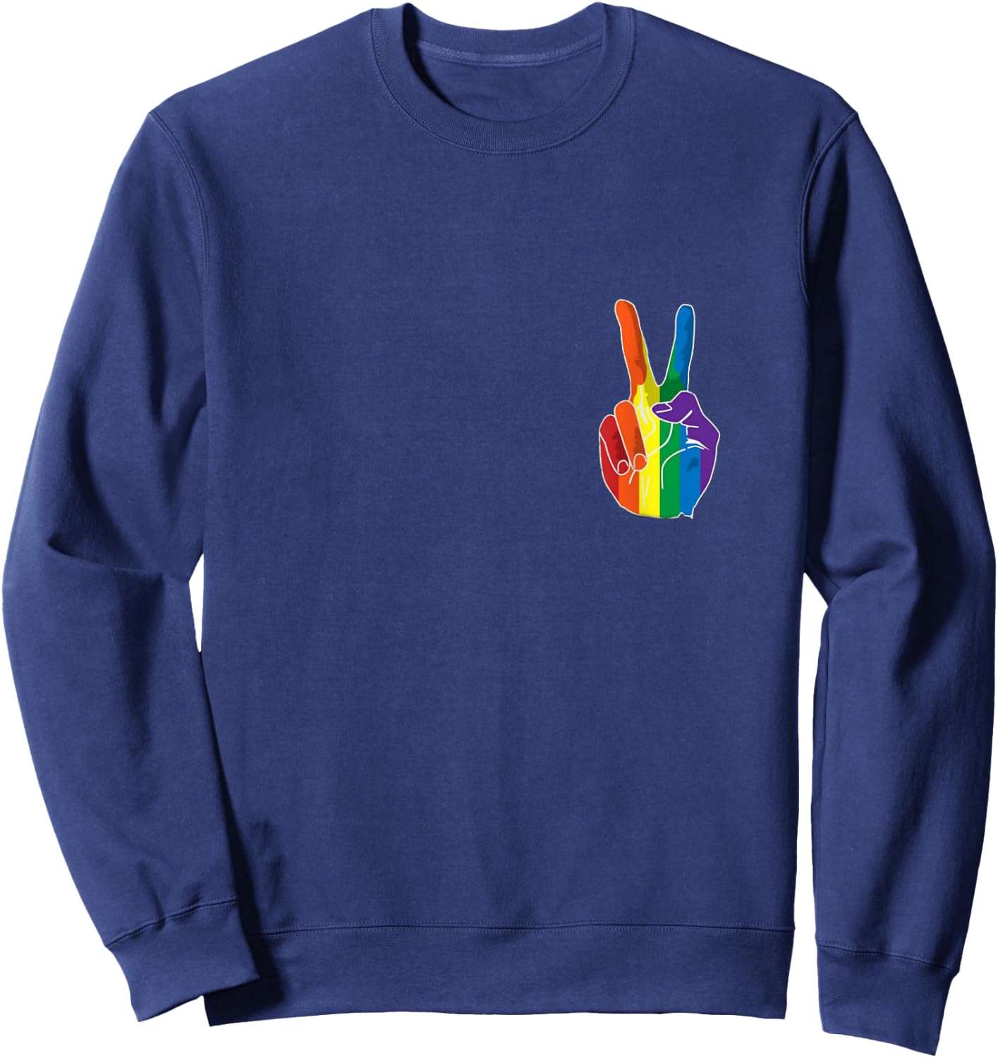 Pride Peace Sign Rainbow Sweatshirt - Sweatshirt | Navy