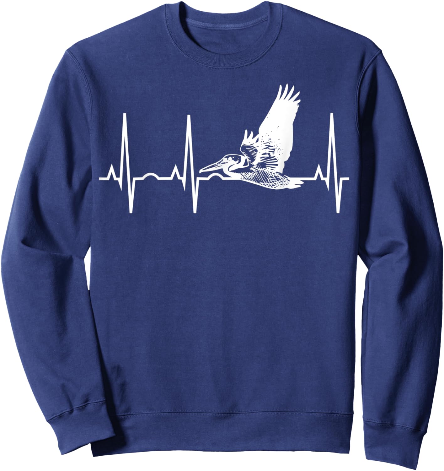 Pelican Heartbeat Shirt - Best Pelican for Birders Sweatshirt - Sweatshirt | Navy