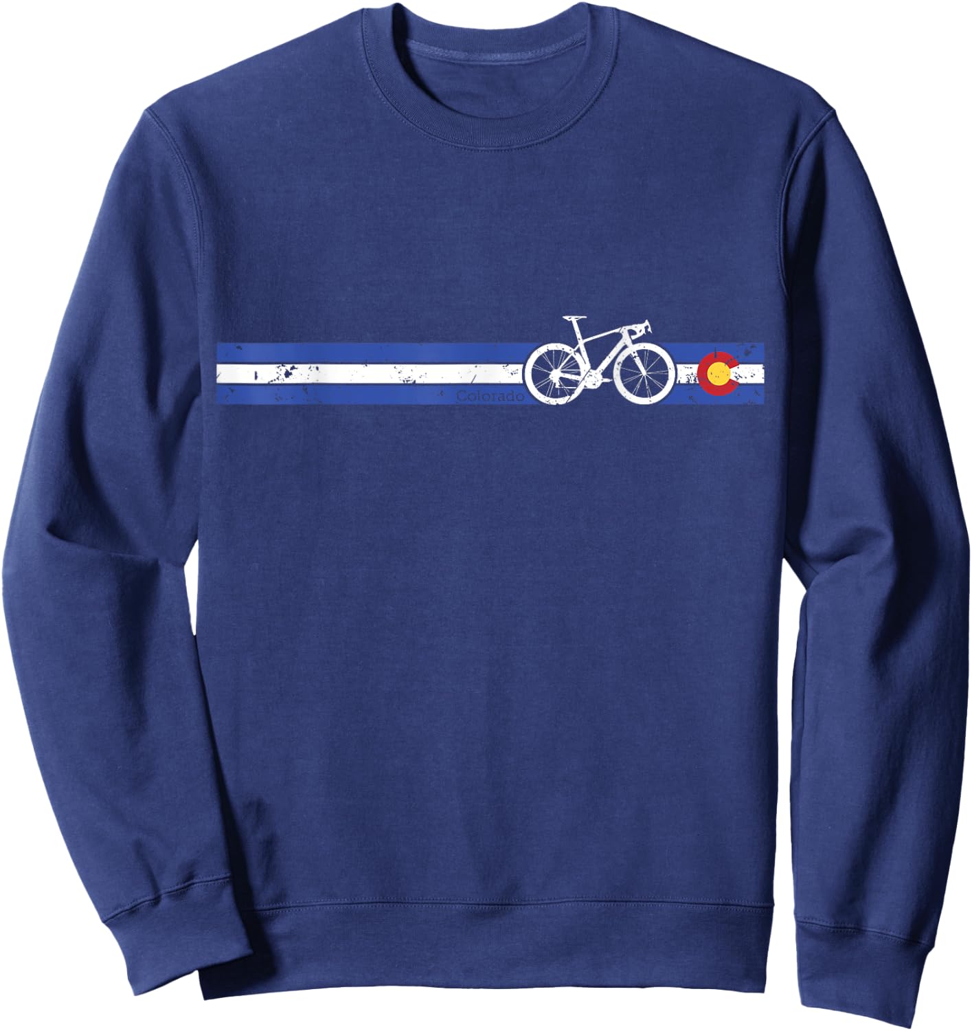 Colorado Flag Cycling Beautiful Native Colorado Sweatshirt - Sweatshirt | Navy
