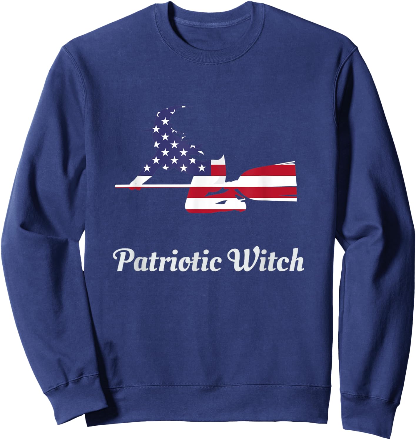 Halloween Patriotic Witch T Shirt - USA American Flag Women Kids Men Sweatshirt - Sweatshirt | Navy