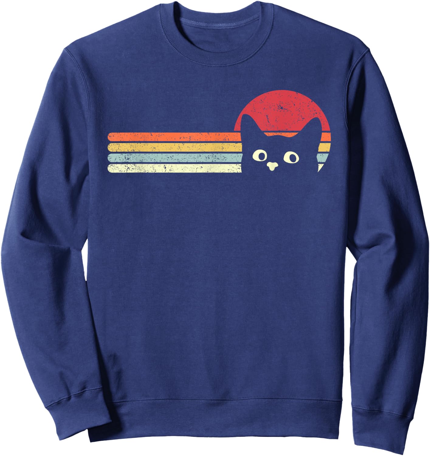 Cat Shirt. Retro Style Sweatshirt - Sweatshirt | Navy