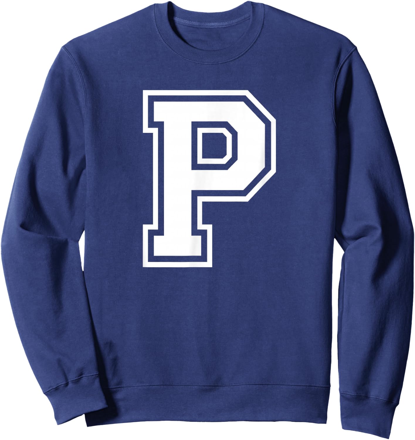 Letter P Name Initial Varsity Alphabet Monogram Sweatshirt - Sweatshirt | Navy
