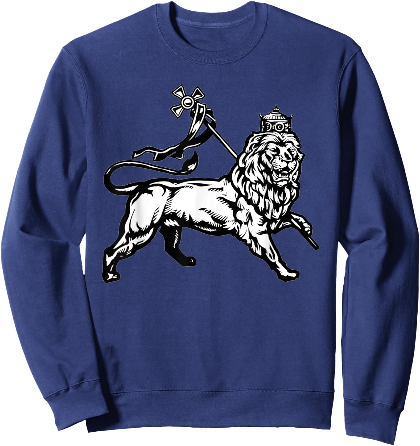 Ethiopian Rasta gift Lion of Judah With Ethiopian Cross Sweatshirt - Sweatshirt | Navy