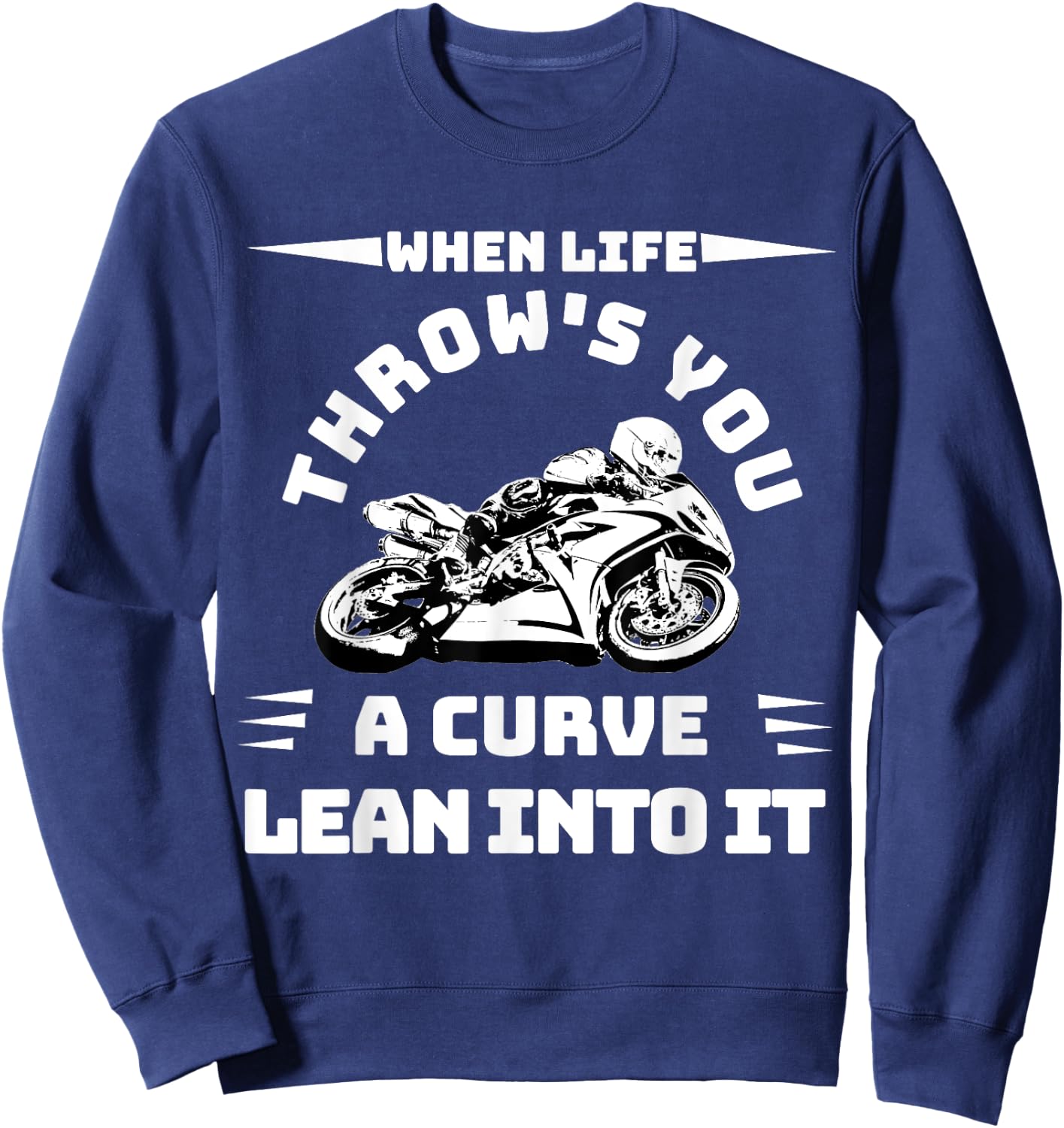Biker Women LEAN INTO IT MOTORCYCLE Gifts Sweatshirt - Sweatshirt | Navy