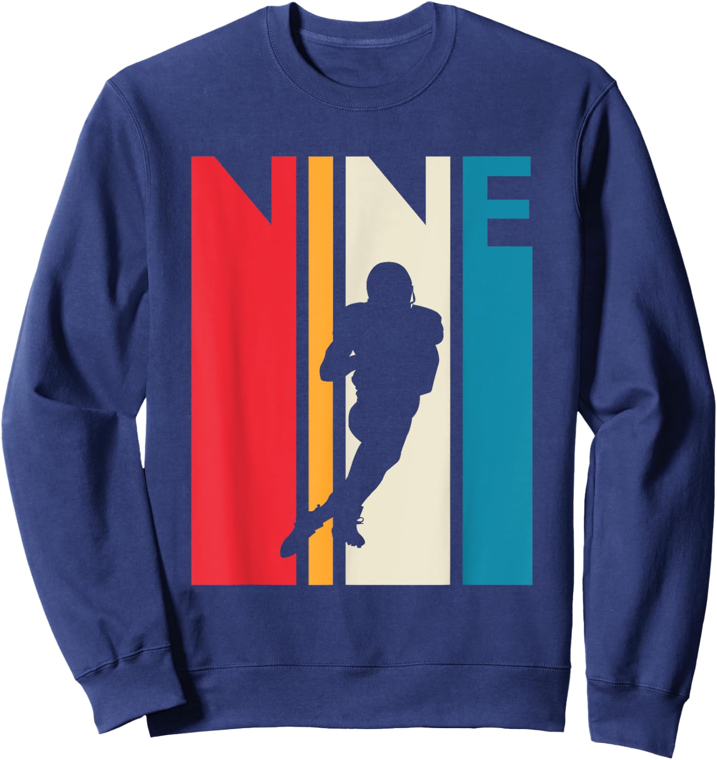 9th Birthday Gift Nine Vintage Football Birthday 9 Year Old Sweatshirt - Sweatshirt | Navy