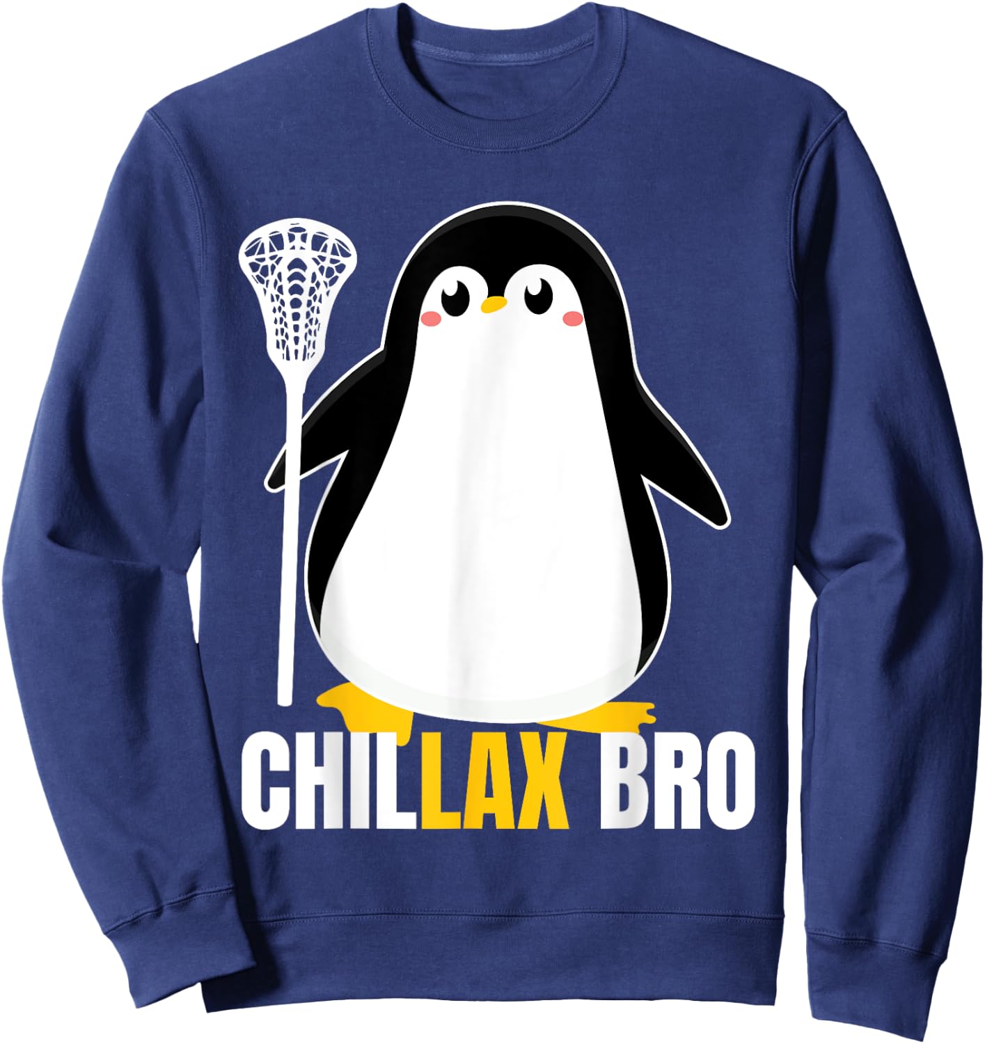 Lacrosse Penguin Funny LaX Team Lacrosse Christmas Pj Sweatshirt - Sweatshirt | Navy