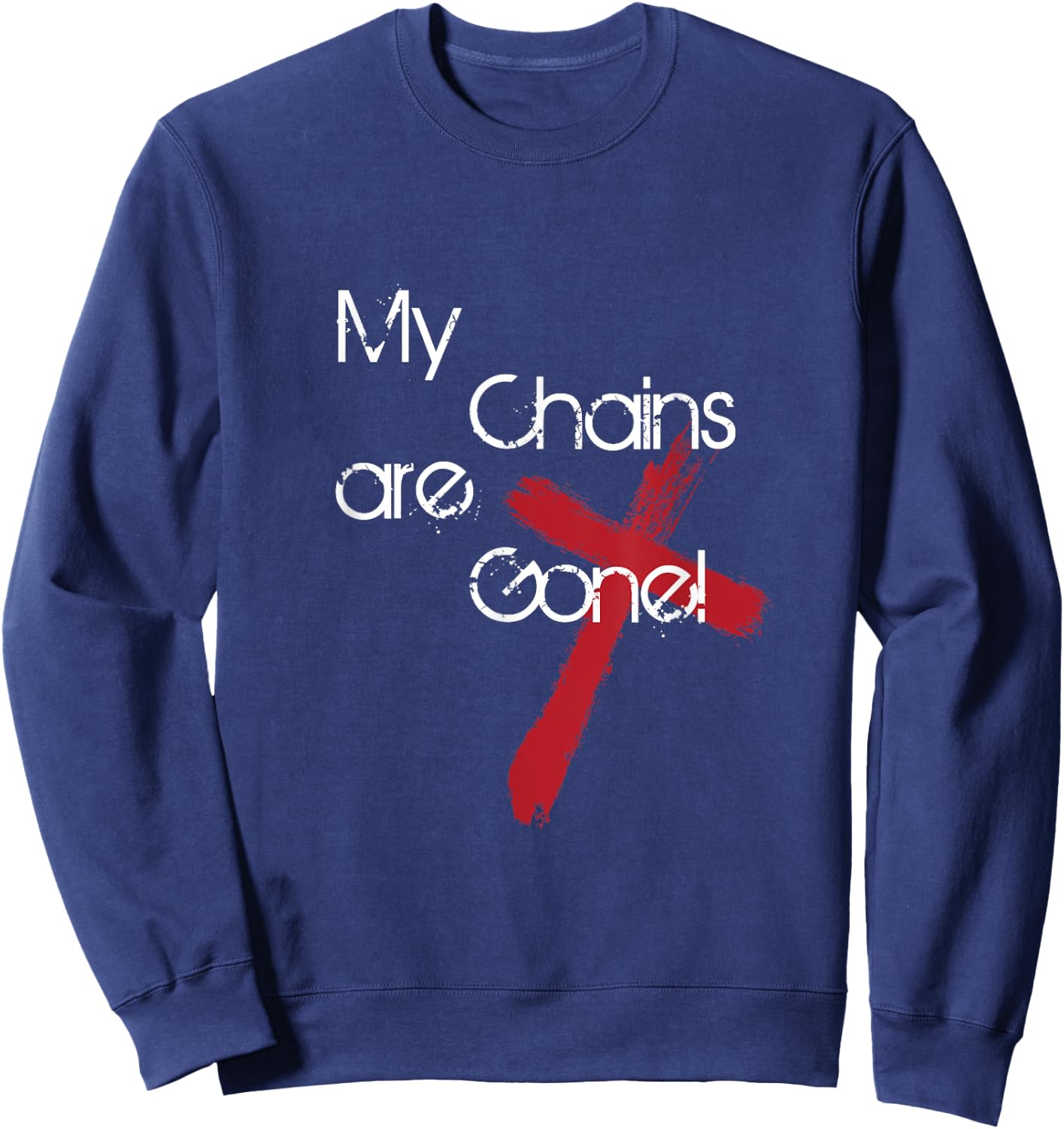 My Chains Are Gone Cross Sweatshirt - Sweatshirt | Navy