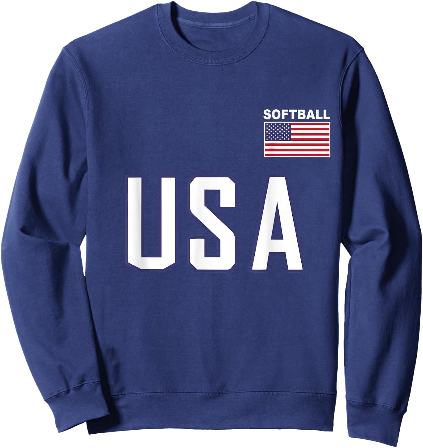 USA Flag Softball Pocket Team Jersey Gift Top Sweatshirt - Sweatshirt | Navy