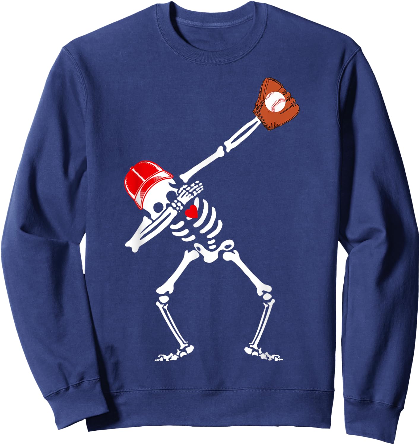 Dabbing Skeleton Baseball Halloween Boys Kids Men Funny Sweatshirt - Sweatshirt | Navy