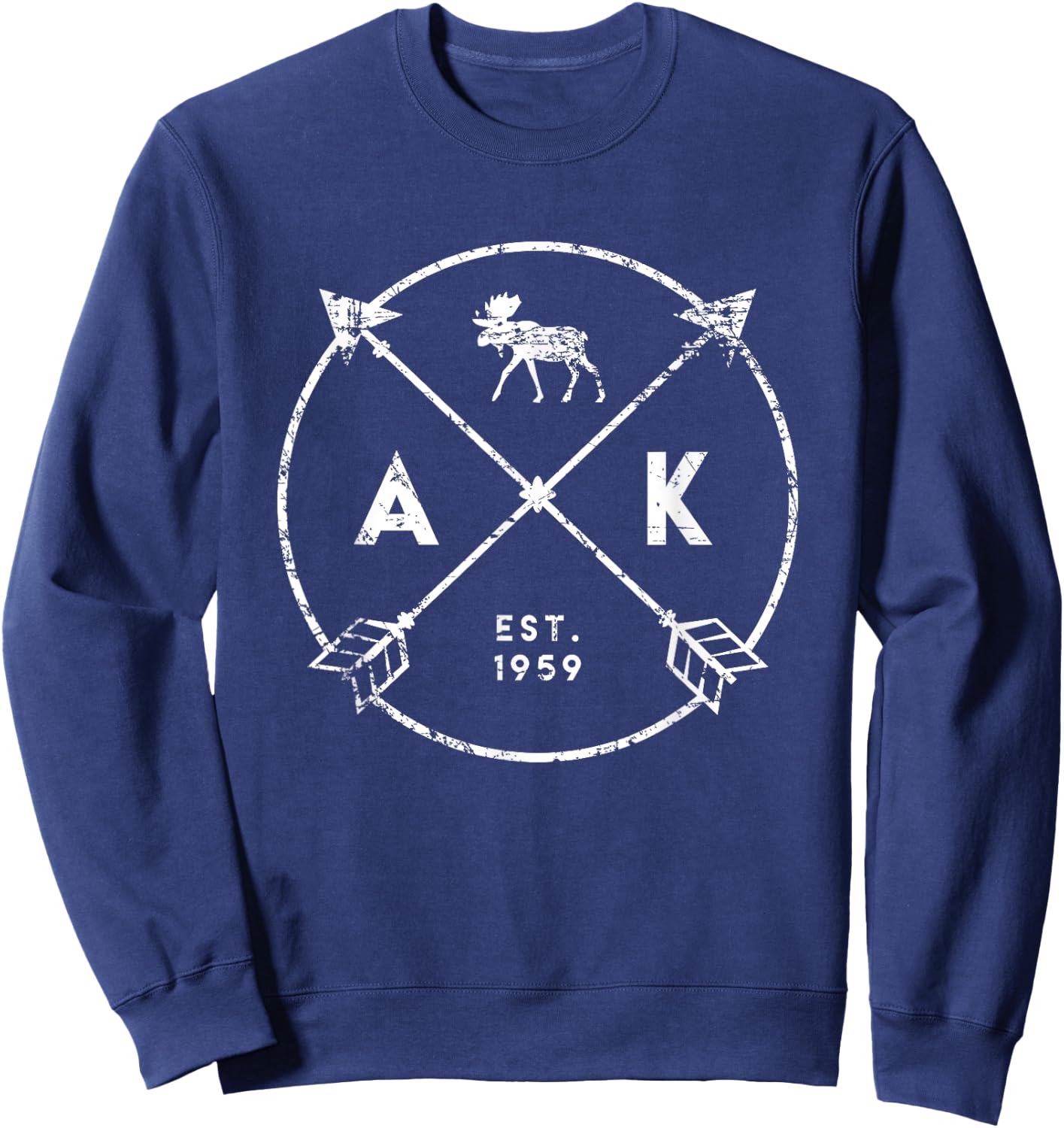 Alaska Adventure Shirt, Est 1959 Moose Arrows Tribal State Sweatshirt - Sweatshirt | Navy