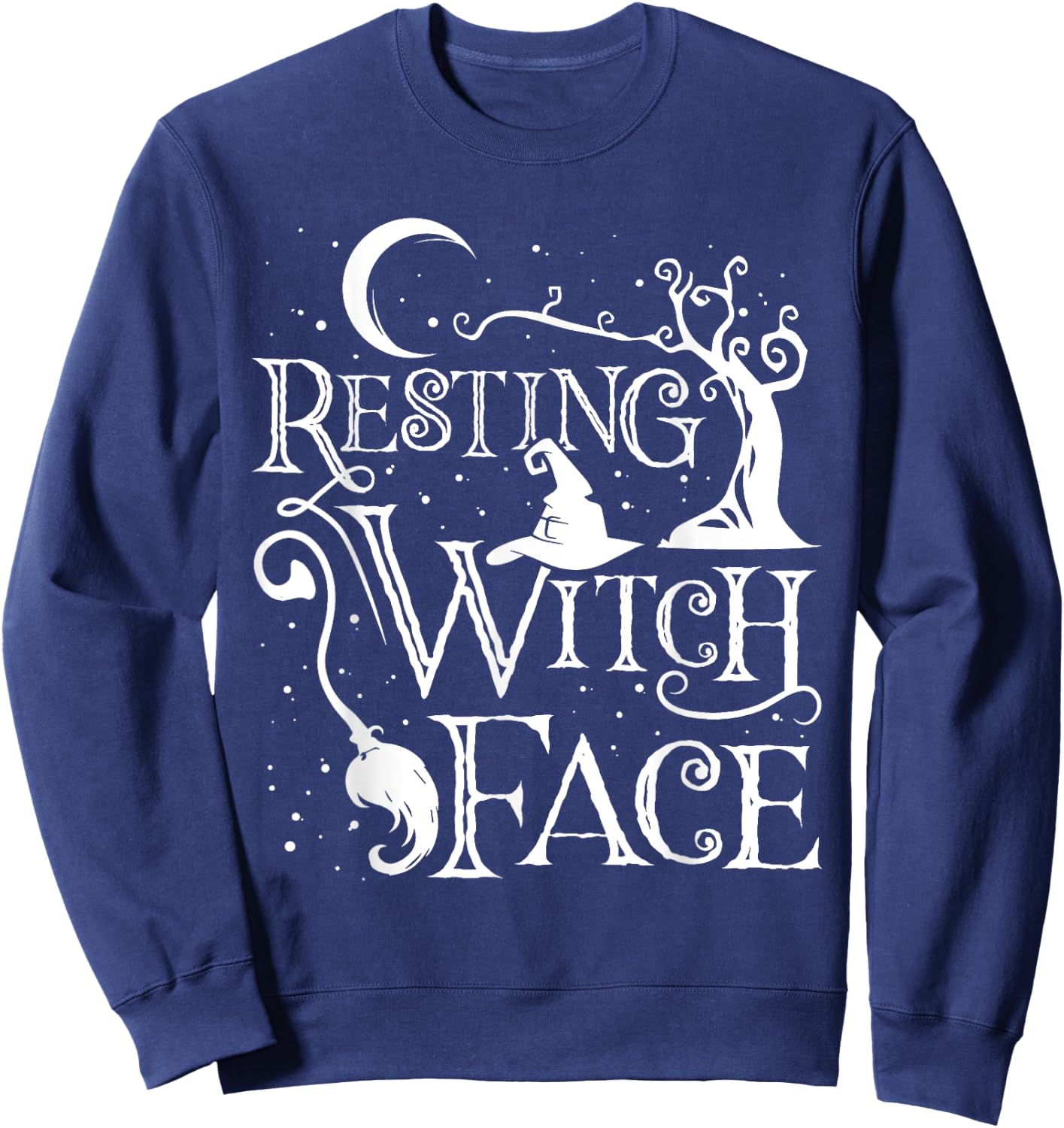 Women Girls Funny Halloween Resting Witch Face Sweatshirt - Sweatshirt | Navy