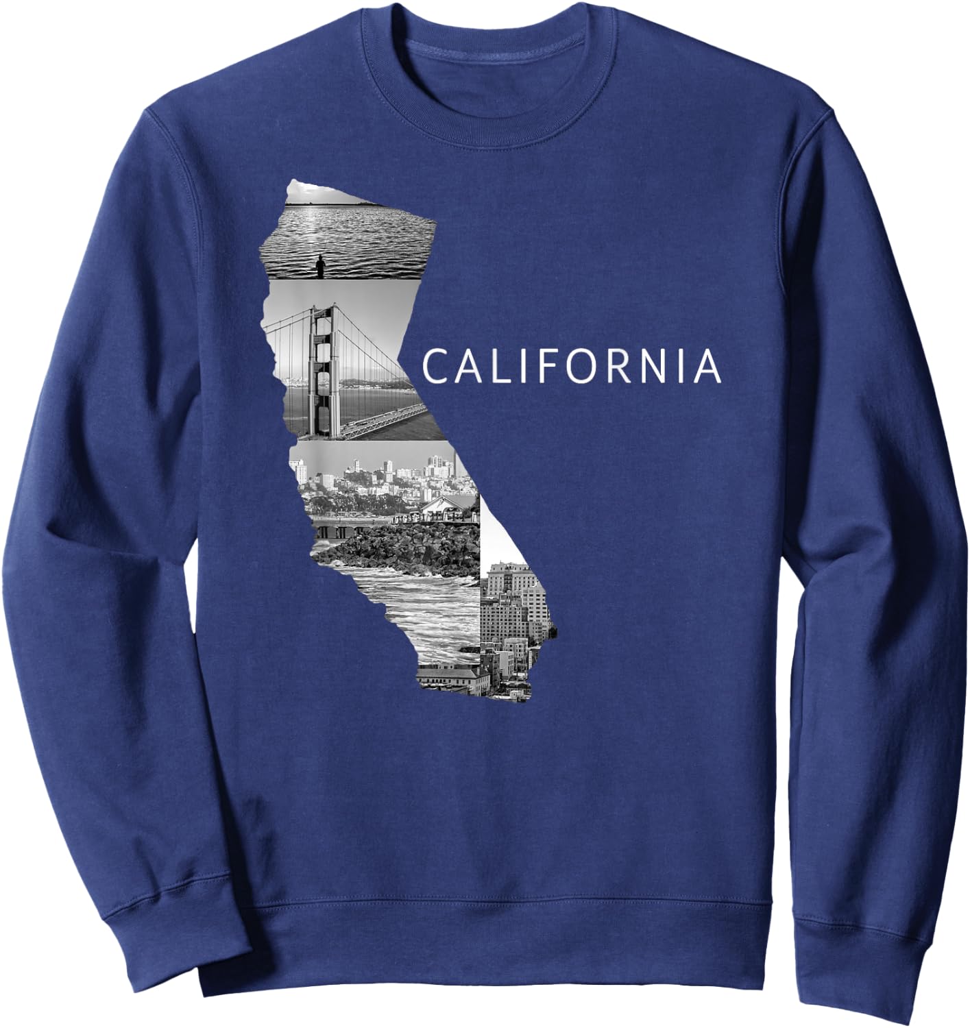USA California State Map Golden Gate Bridge Sea Sweatshirt - Sweatshirt | Navy