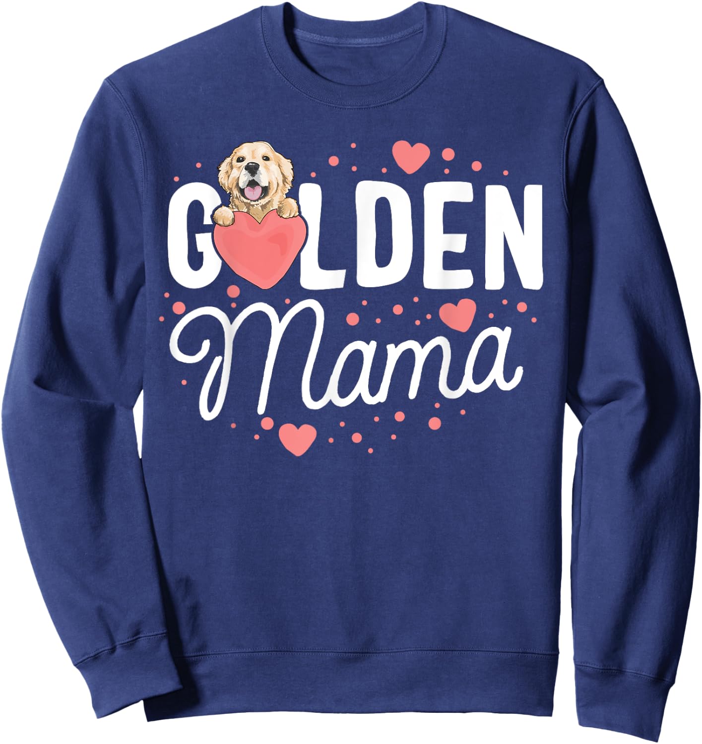 Golden Retriever Mama Gift Heart Lover Mom Mother Women Sweatshirt - Sweatshirt | Navy