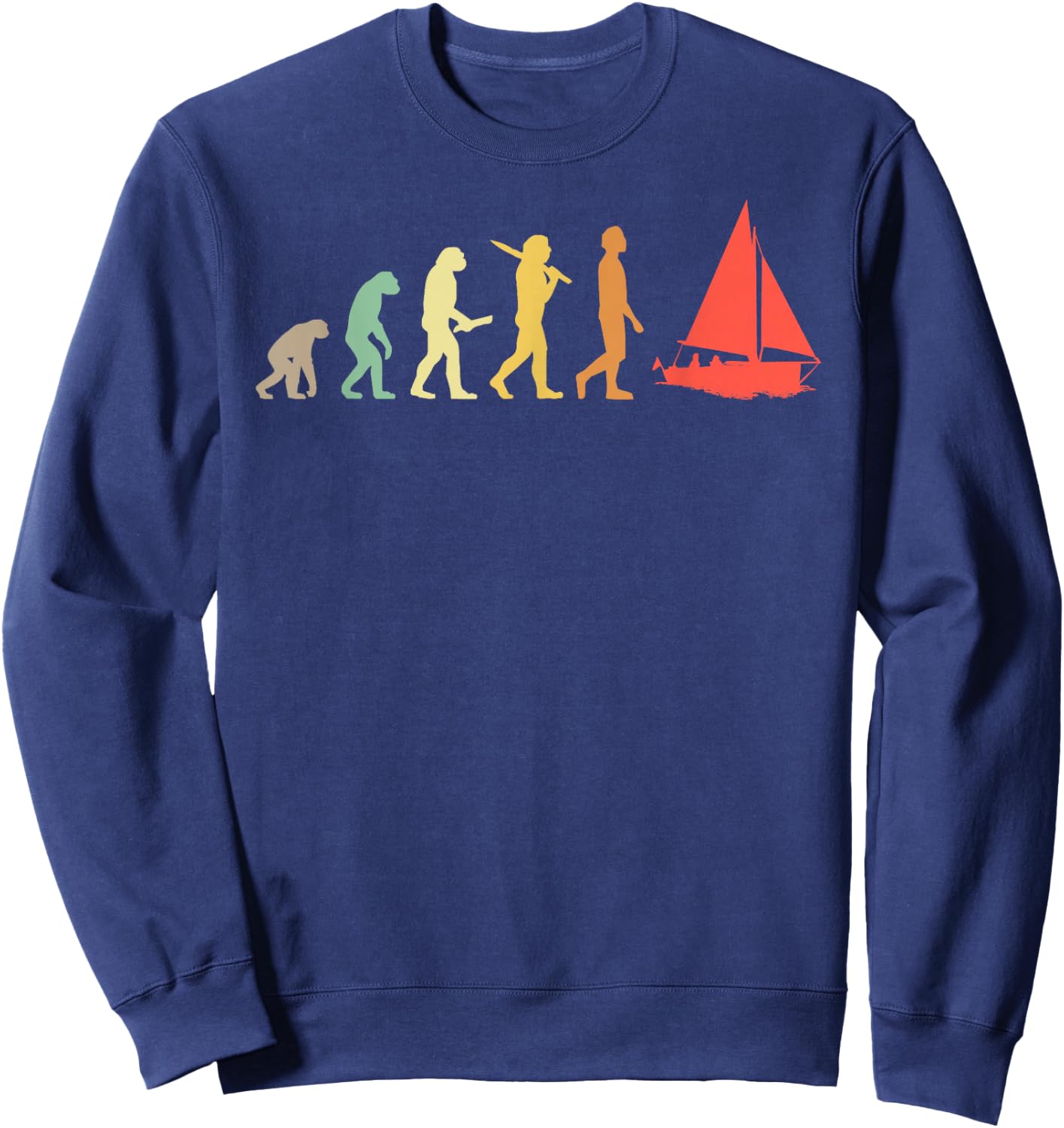 Retro Sailing Evolution Gift Sailors & Skippers Sweatshirt - Sweatshirt | Navy